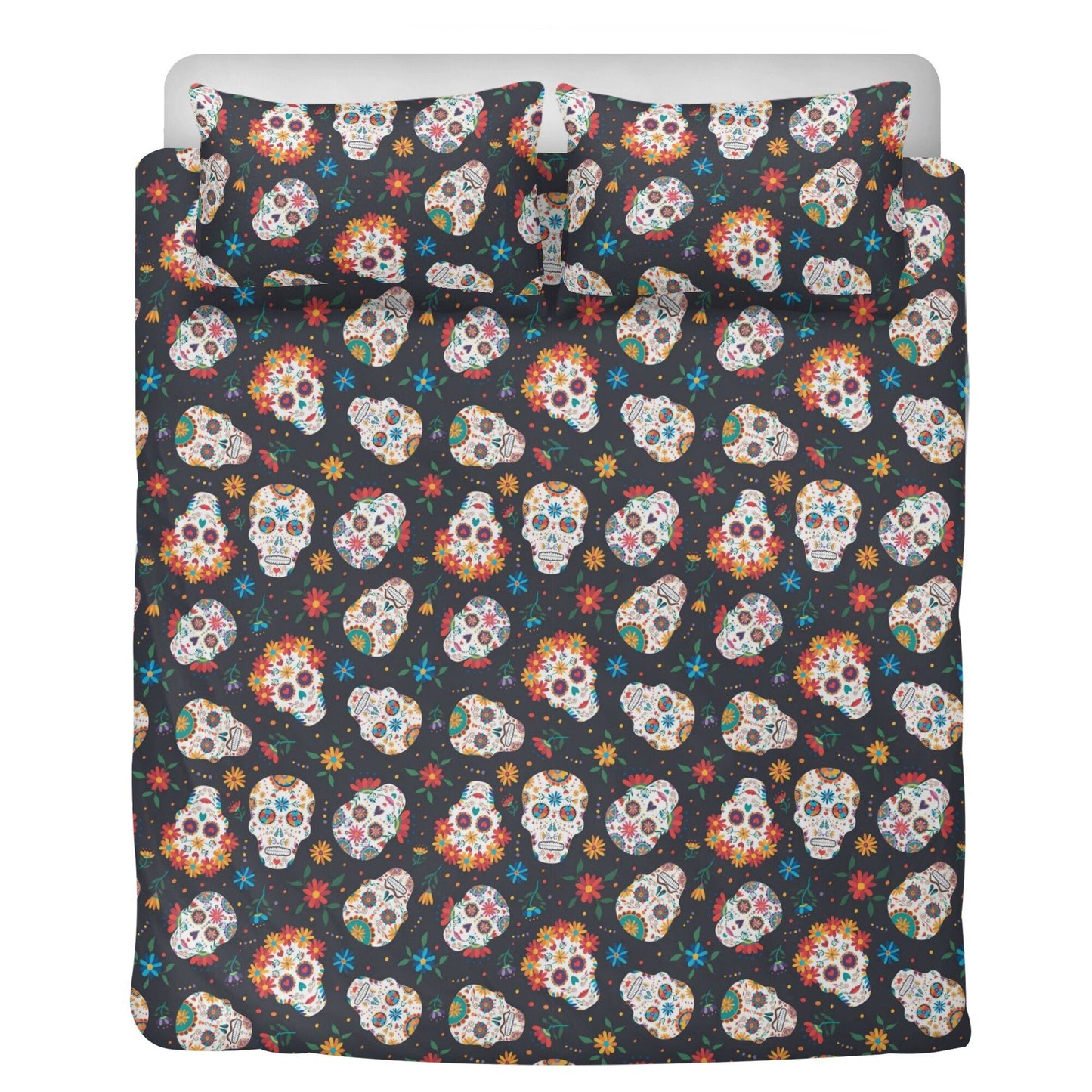 4pcs Rose skull bedding set, Gothic skeleton duvet cover set, Halloween skull bedding set, Grim reaper skull duvet cover skull pillow covers