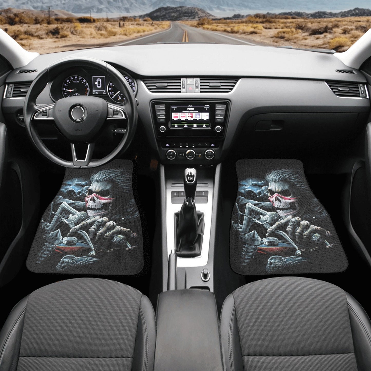 Biker Skull Car Seat Cover car mat Motorcycle skull death car seat cover, biker car seat protector skull mat skeleton car mat seat protector