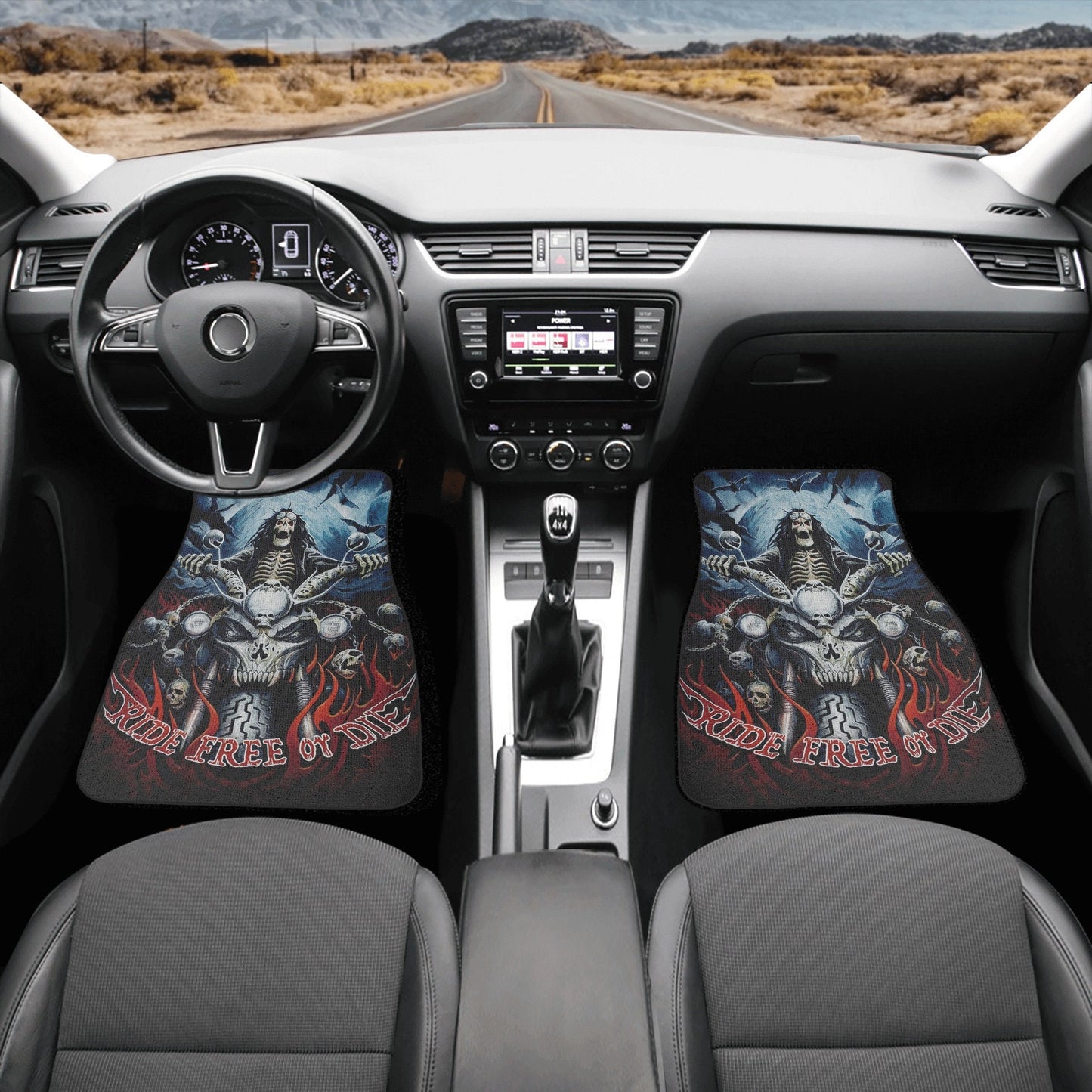 Biker Skull Car Seat Cover car mat Motorcycle skull death car seat cover, biker car seat protector skull mat skeleton car mat seat protector