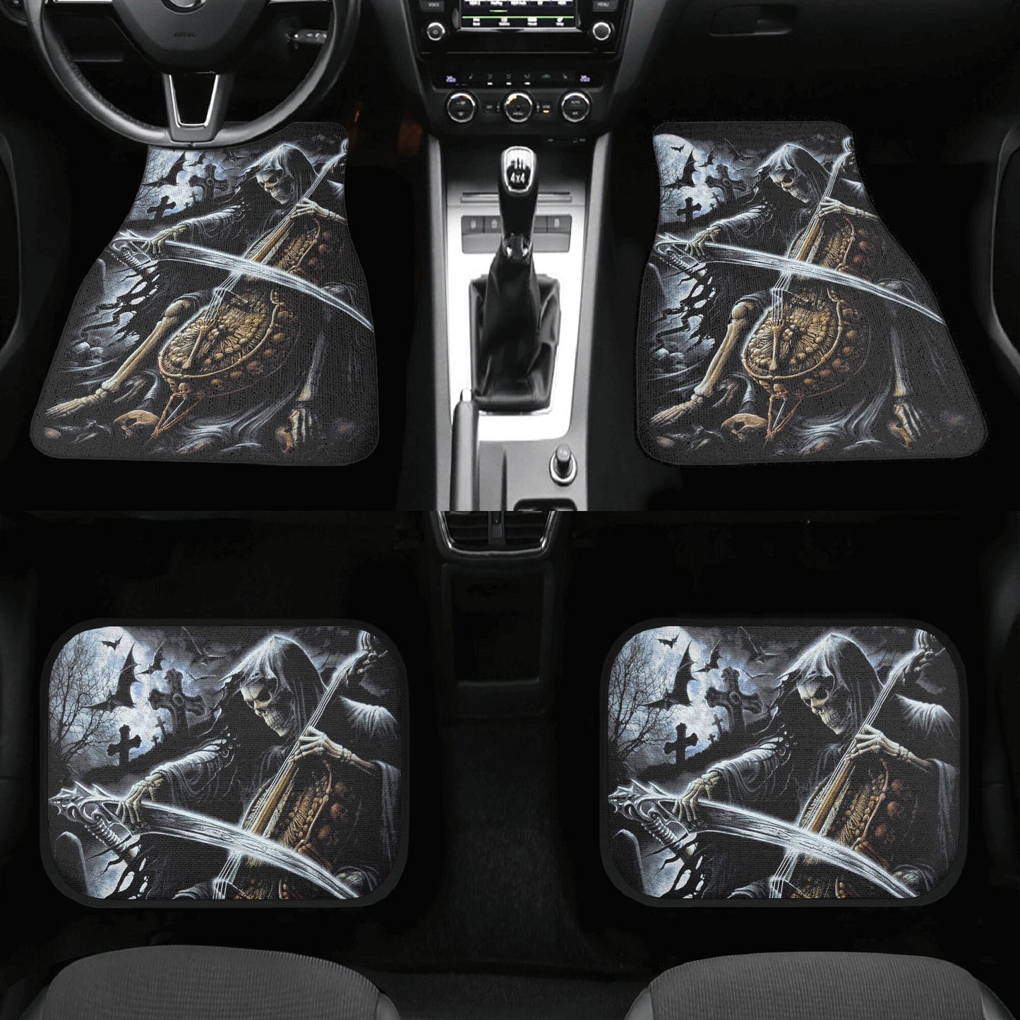 Grim reaper Skull Car Seat Cover car mat Skeleton death seat cover mat Flaming skull car seat protector skull mat skeleton car mat seat tool