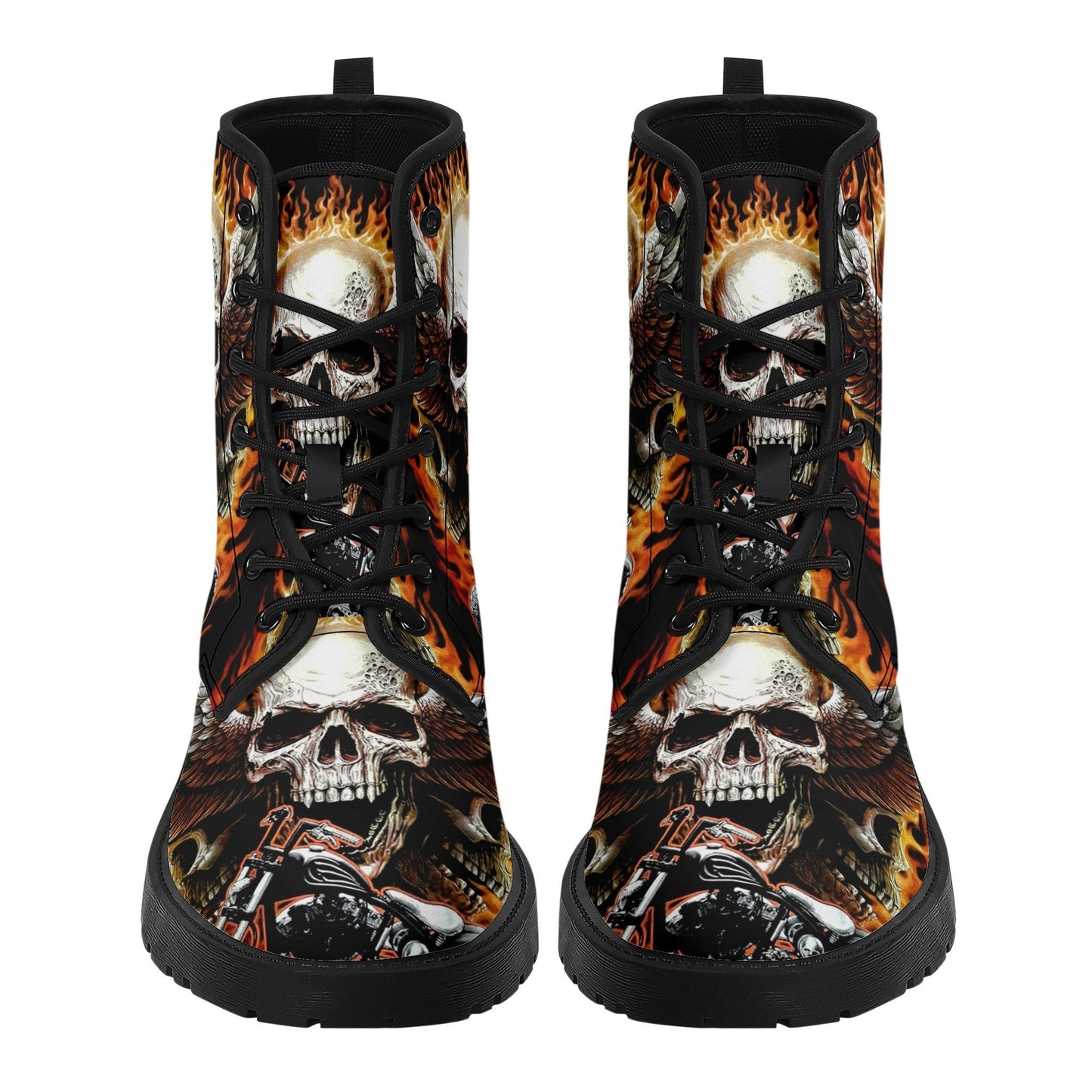 Skull boots Streetwear shoes for biker, Gothic skull women men's boots Goth death skeleton men boots, Halloween punisher skull leather boots