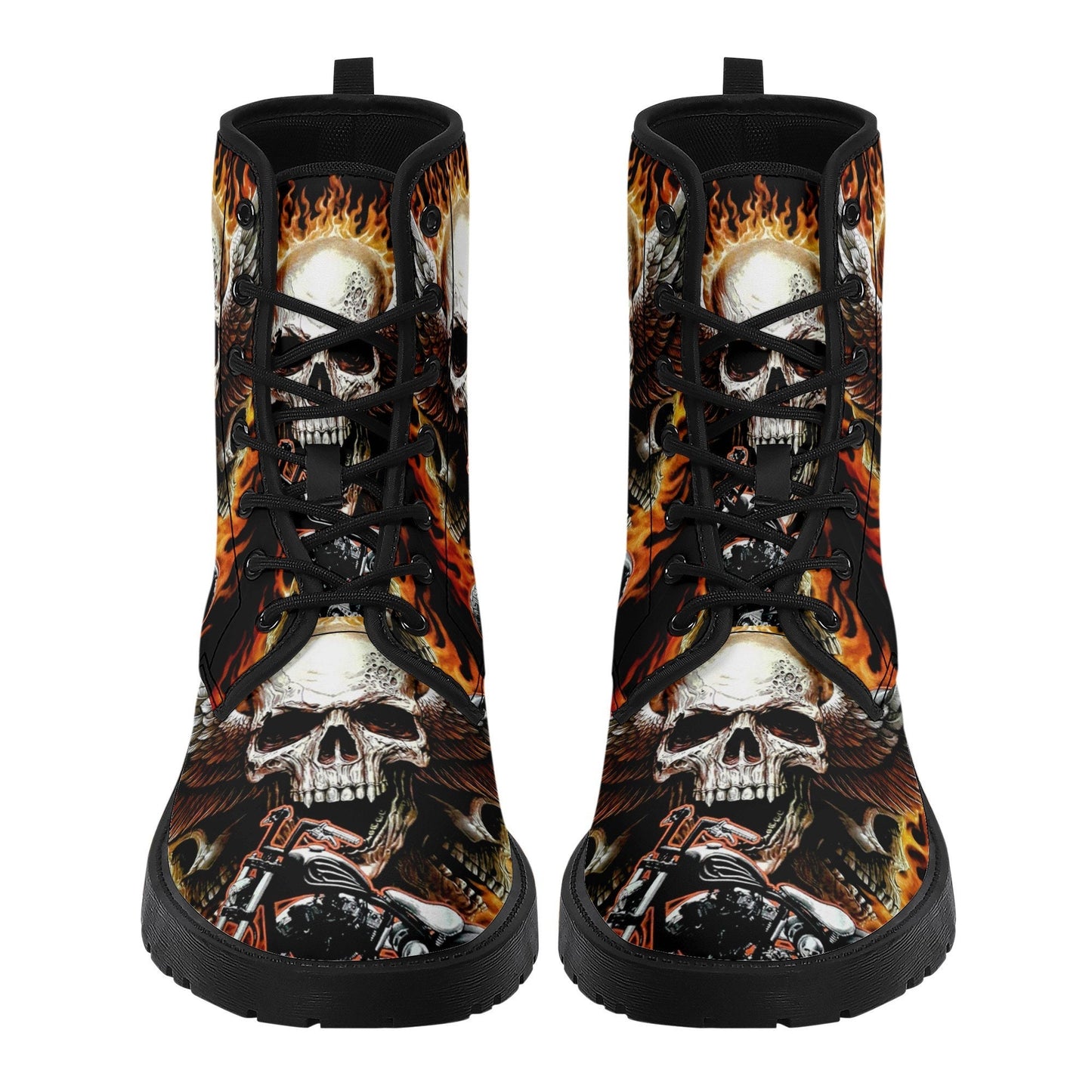 Skull boots Streetwear shoes for biker, Gothic skull women men's boots Goth death skeleton men boots, Halloween punisher skull leather boots
