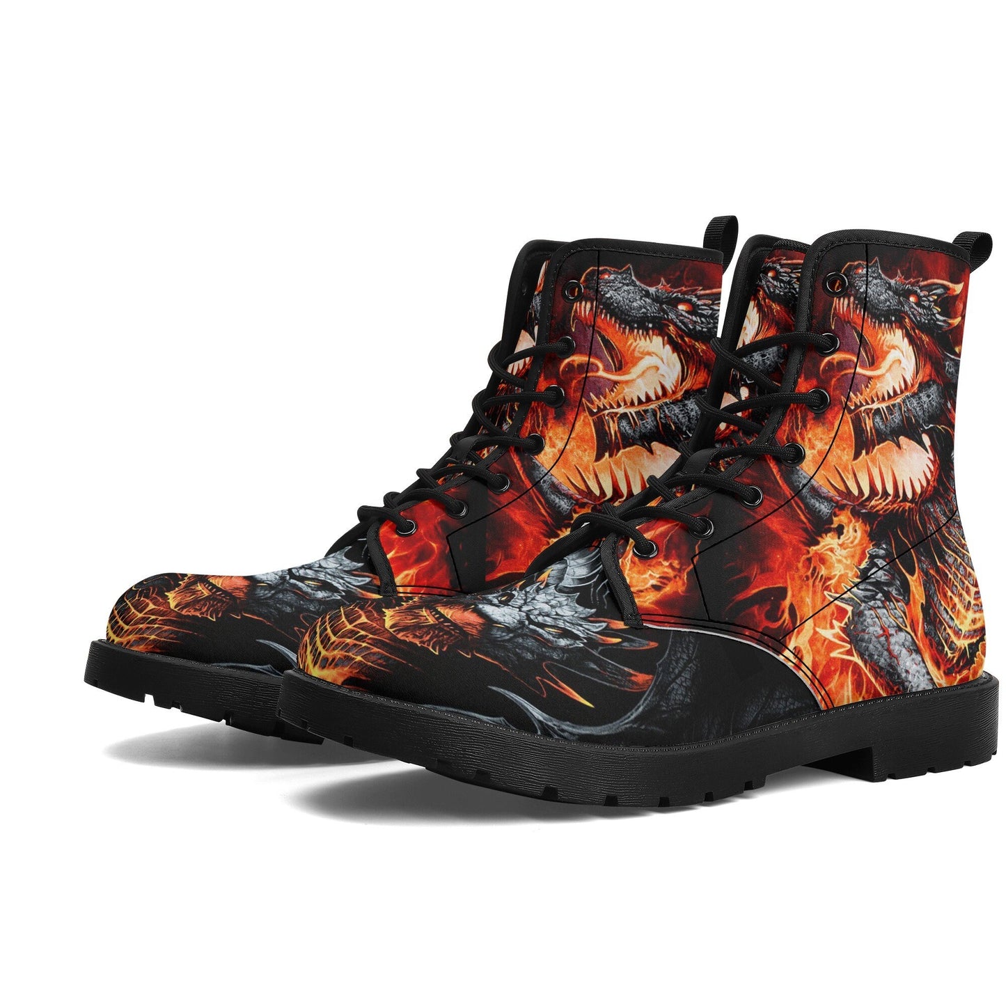 Dragon skull leather boots, Gothic skull boots for men women, Flaming skull women's boots skeleton boots, evil Bikers skull leather boots
