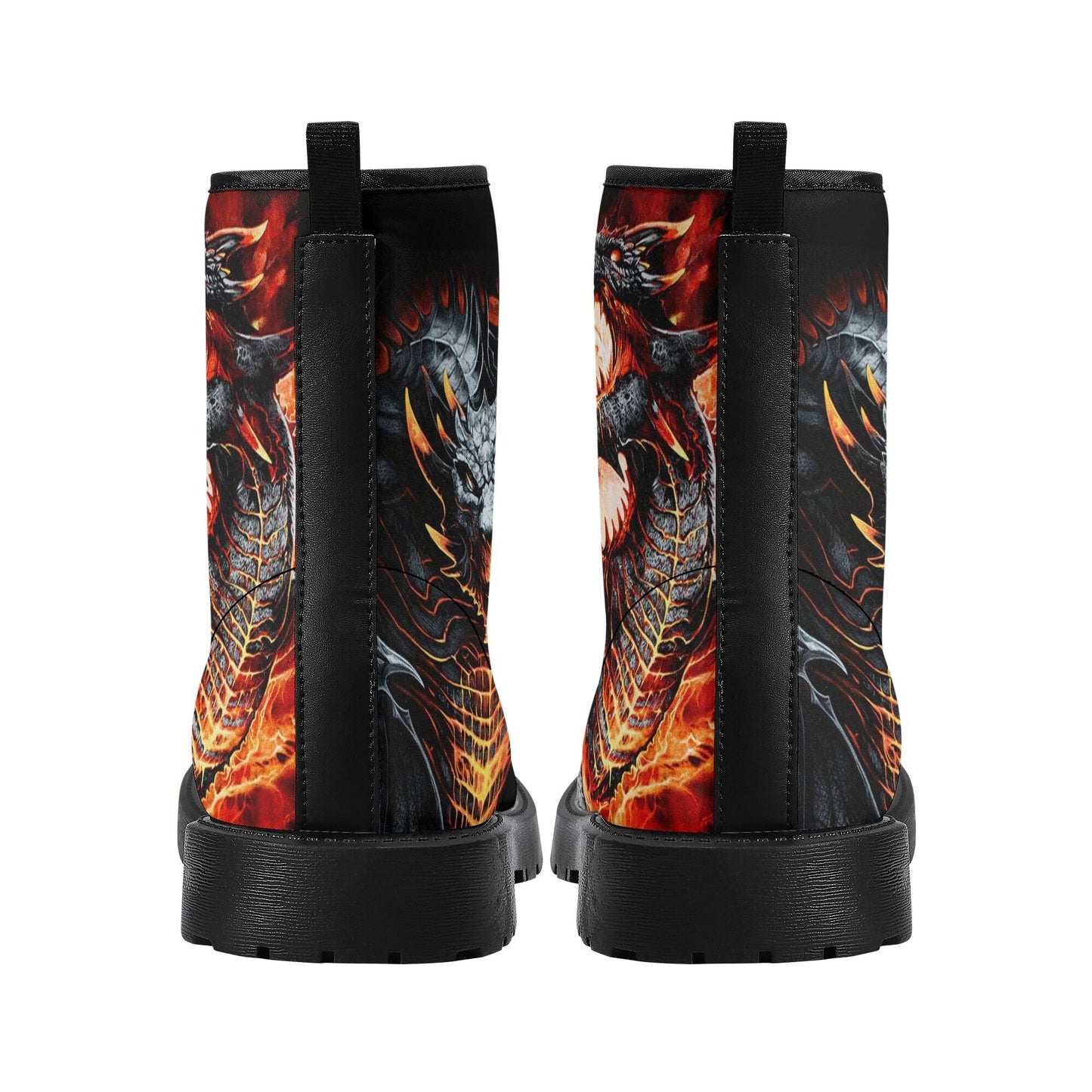 Dragon skull leather boots, Gothic skull boots for men women, Flaming skull women's boots skeleton boots, evil Bikers skull leather boots