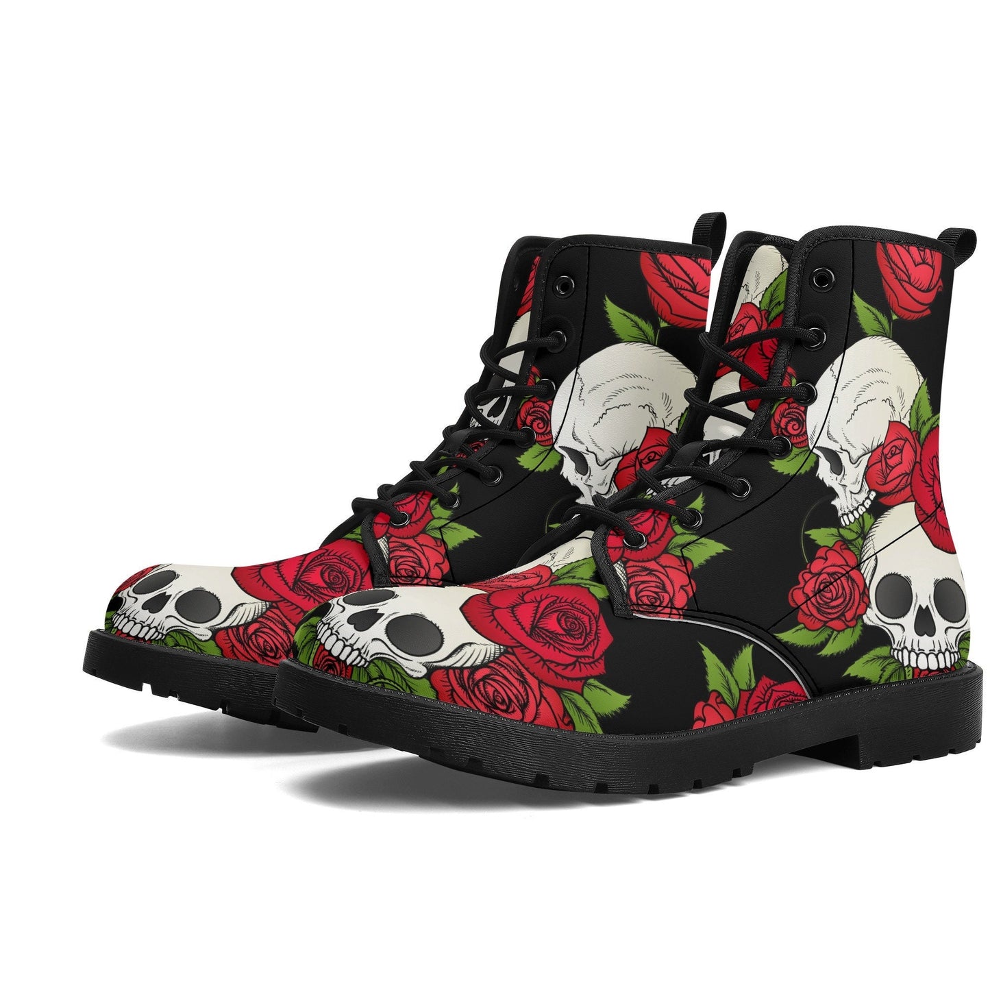 Floral skull grim reaper boots for men women, Halloween skull gothic women boots skeleton boots Flower grim reaper leather skull boots shoes