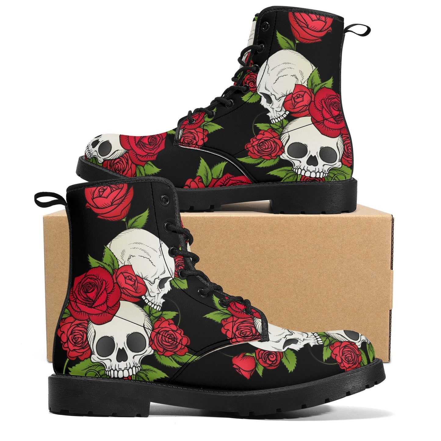 Floral skull grim reaper boots for men women, Halloween skull gothic women boots skeleton boots Flower grim reaper leather skull boots shoes