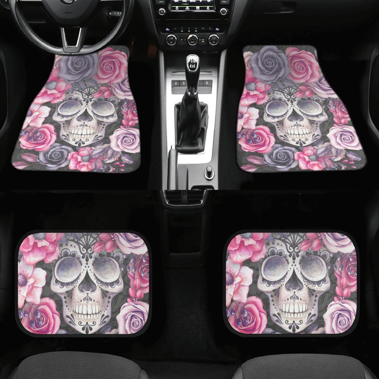 Flower Sugar skull Seat Covers for car mat flower skull car seat protector rose Mexican skull car mat candy skull car accessories seat cover