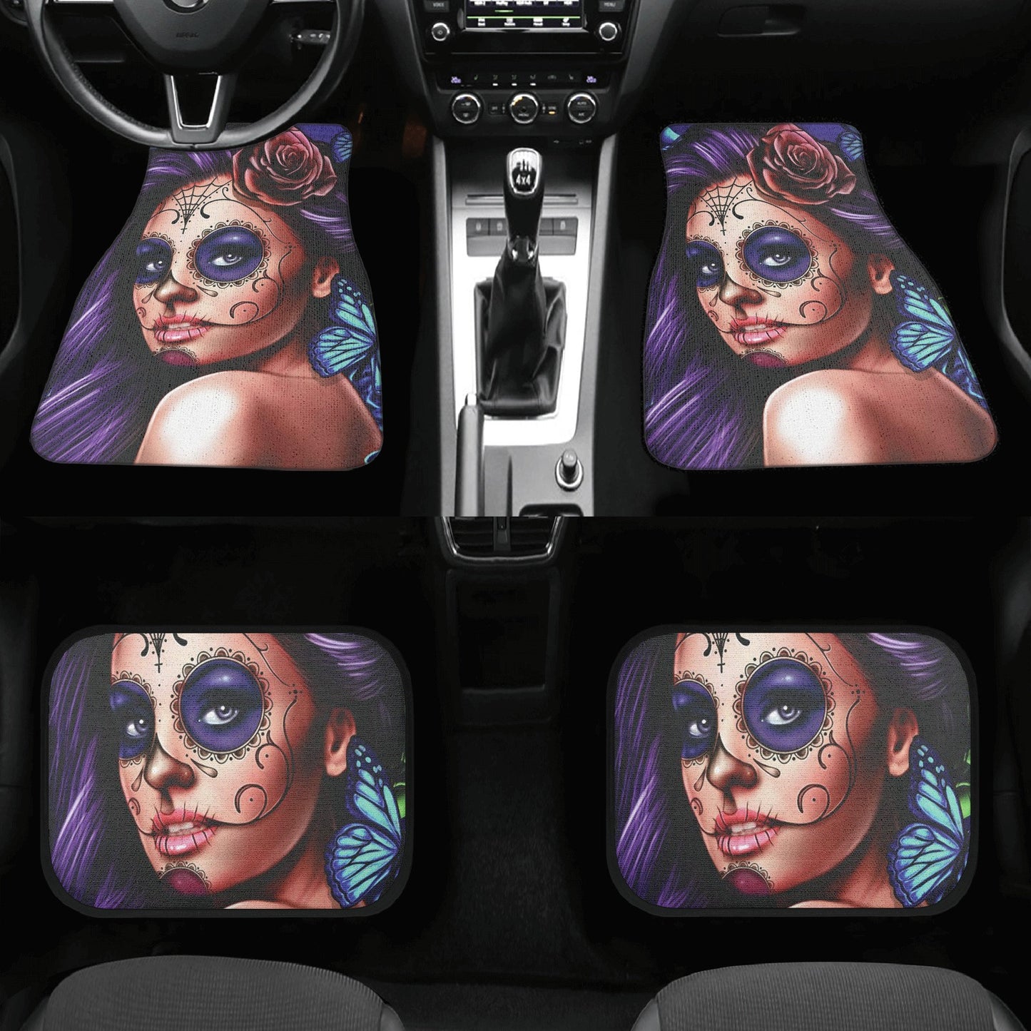Girl Sugar skull Car Seat Covers car mat flower skull car seat protector rose Mexican skull car mat candy skull car accessories seat cover