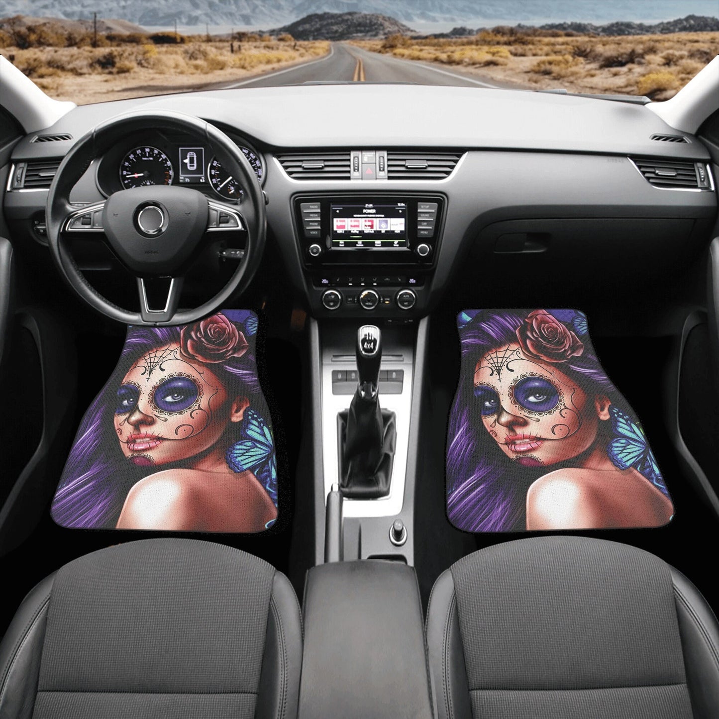 Girl Sugar skull Car Seat Covers car mat flower skull car seat protector rose Mexican skull car mat candy skull car accessories seat cover