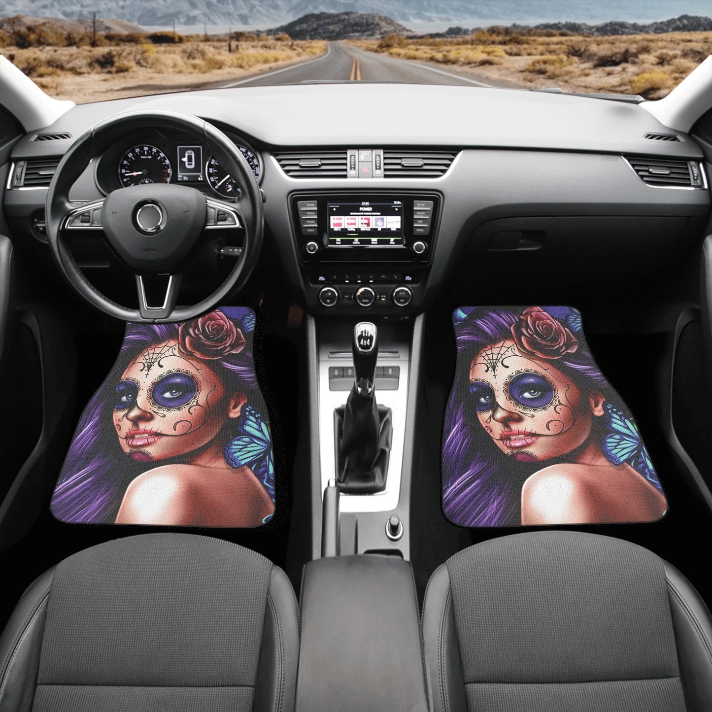 Girl Sugar skull Car Seat Covers car mat flower skull car seat protector rose Mexican skull car mat candy skull car accessories seat cover