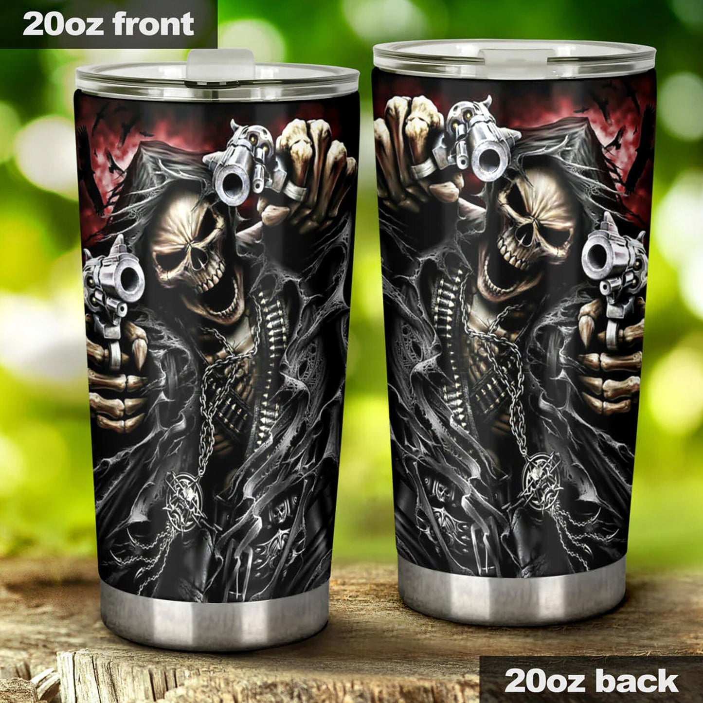 Grim reaper skull tumbler, Goth skull cup mug, skull travel tumbler Gothic skull mug tumbler Motorcycle skull mug grim reaper gothic mug cup