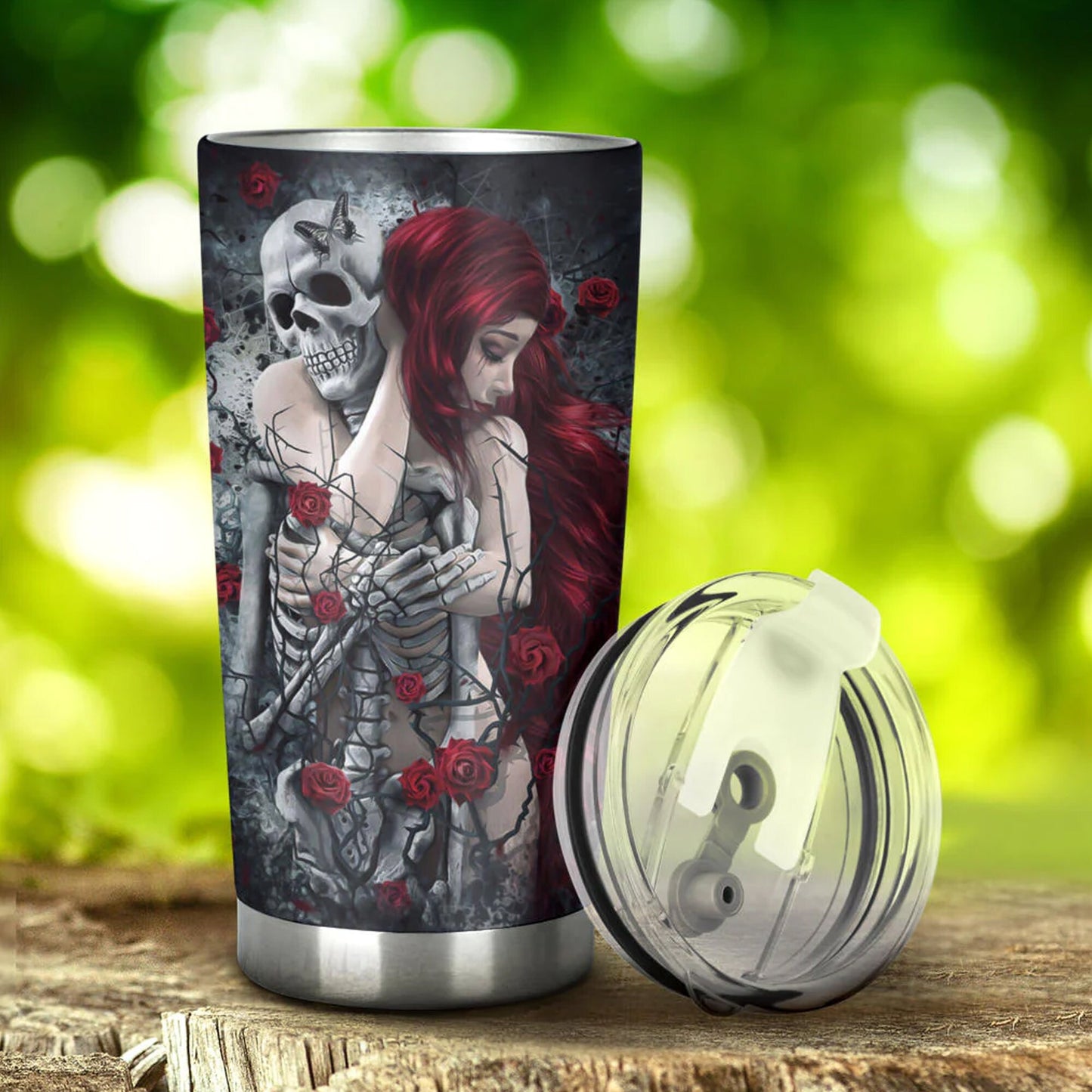 Grim reaper skull girl tumbler mug cup, skull travel tumbler Gothic skull mug tumbler Halloween skull mug tumbler grim reaper mug cup tumblr