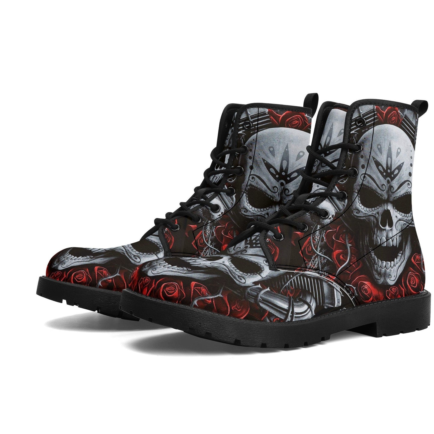 Motorcycle biker skull grim reaper boots for men women, Gothic boots for biker, skeleton boots, Horror grim reaper leather skull boots shoes