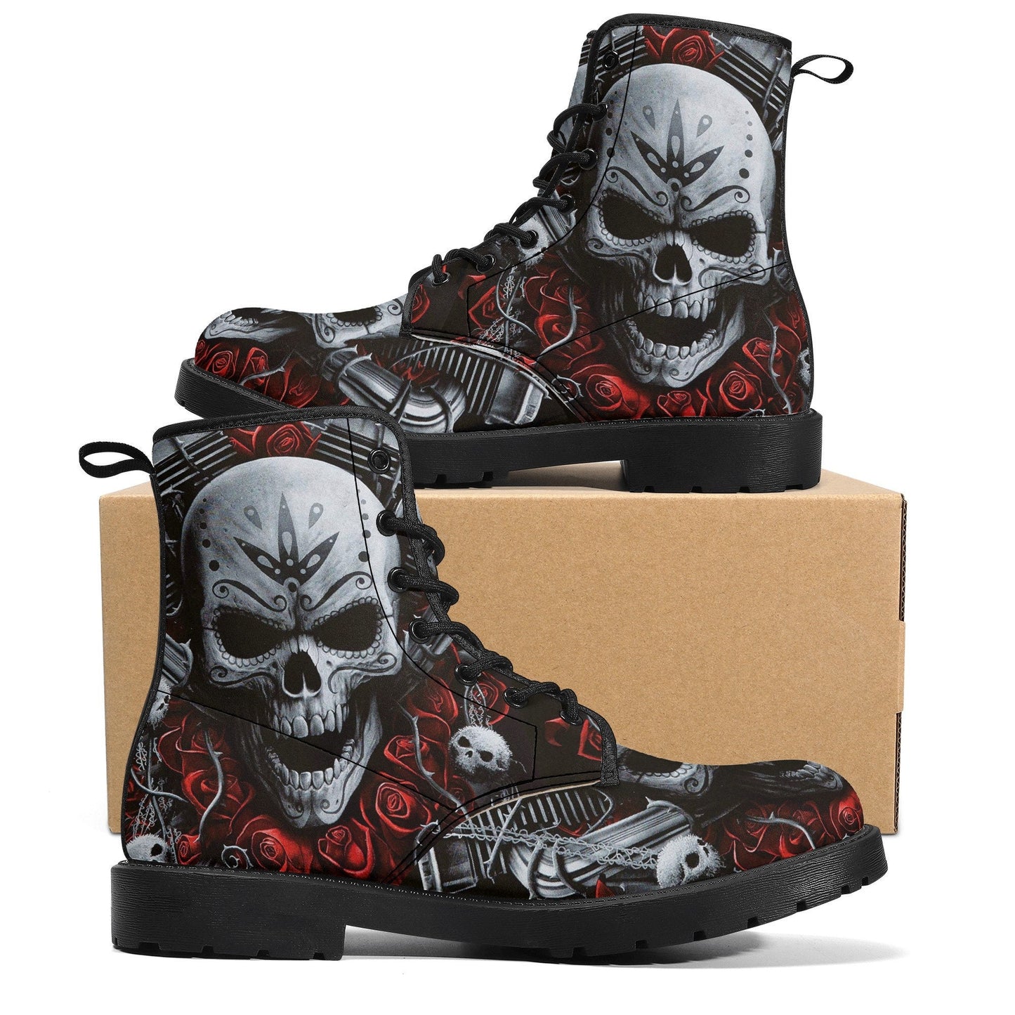 Motorcycle biker skull grim reaper boots for men women, Gothic boots for biker, skeleton boots, Horror grim reaper leather skull boots shoes