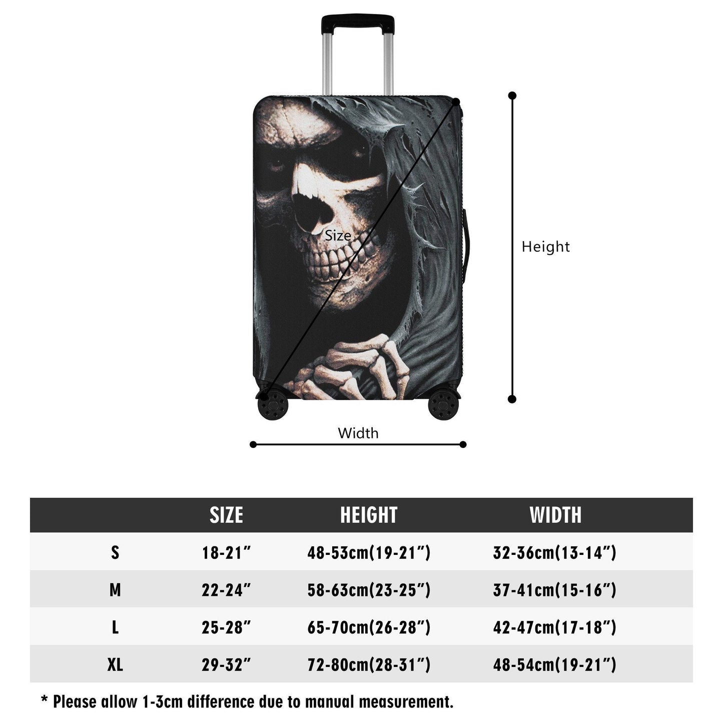 Grim reaper gothic skull luggage covers, skull in fire suitcase cover biker skull skeleton gothic skull luggage set suitcase cover protector