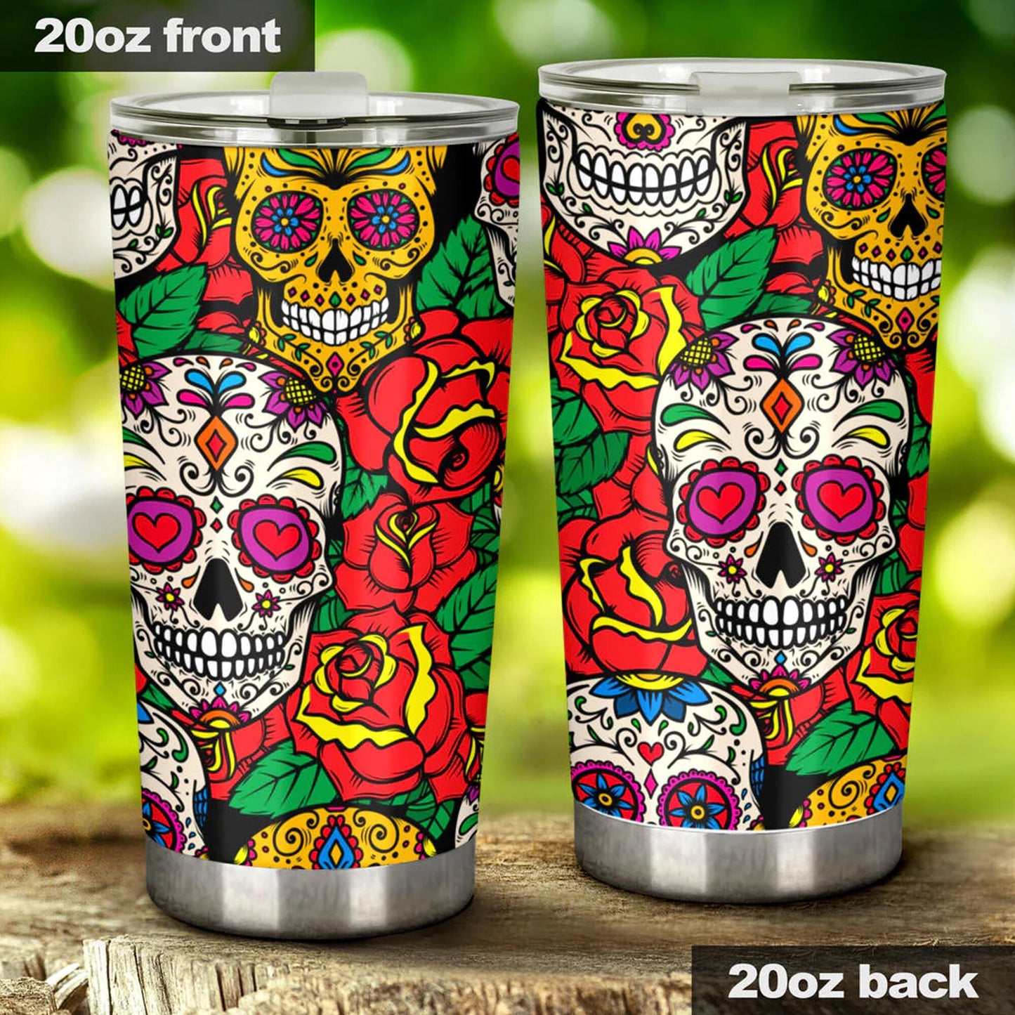 Candy skull tumbler, sugar skull cup mug tumbler, Dia de los muertos skull tumblr, skull tumbler mug cup, Candy skull gothic mug cup tumbler