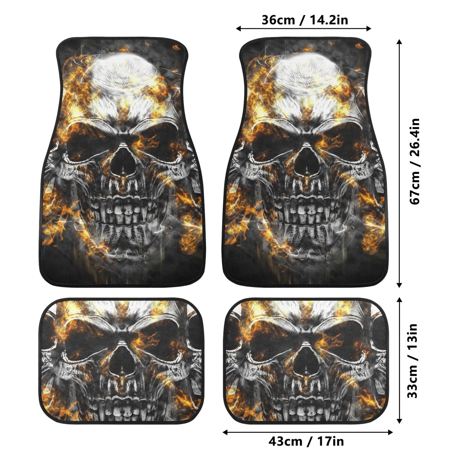 Flaming Skull Car Seat Cover car mat full set, Grim reaper skull seat cover mat for car Gothic skull car seat cover, skull mat cover for car