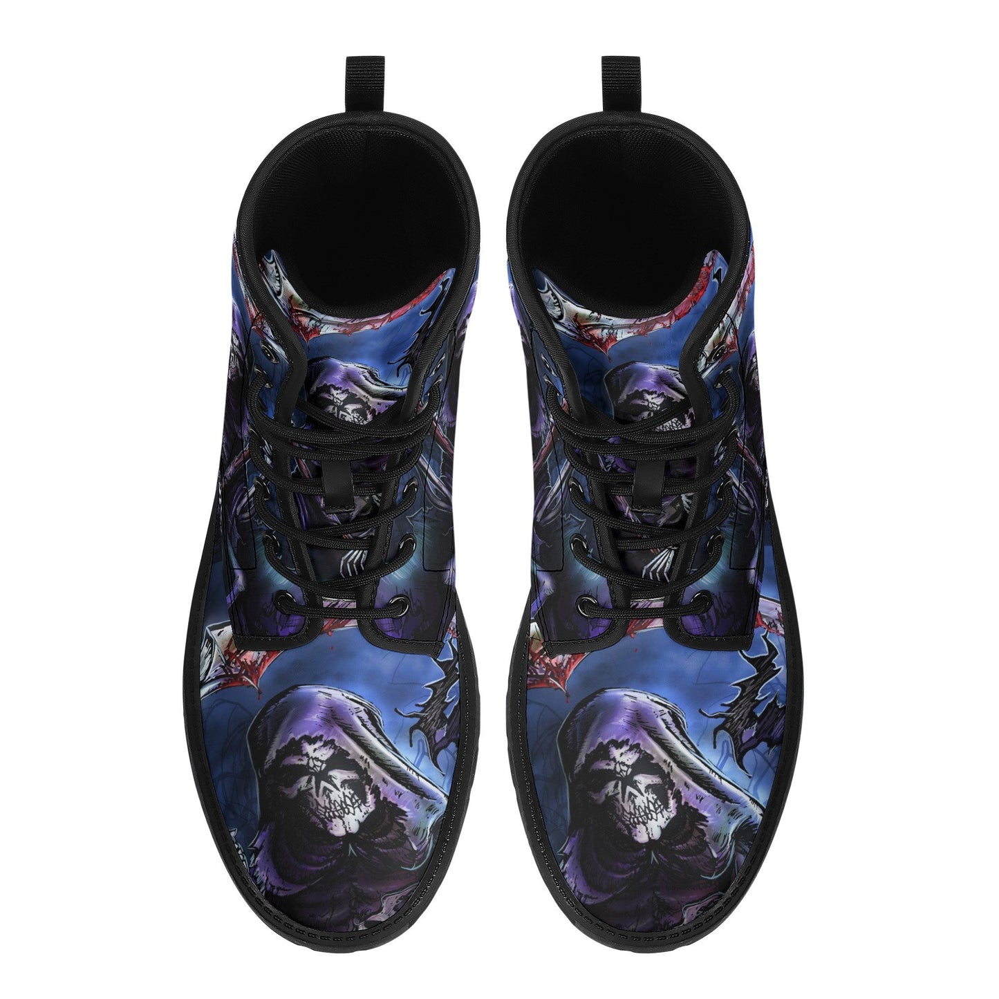 Skull reaper boots for men women, Gothic boots for biker, skeleton horror skull boots, Punisher skull grim reaper leather skull boots shoes