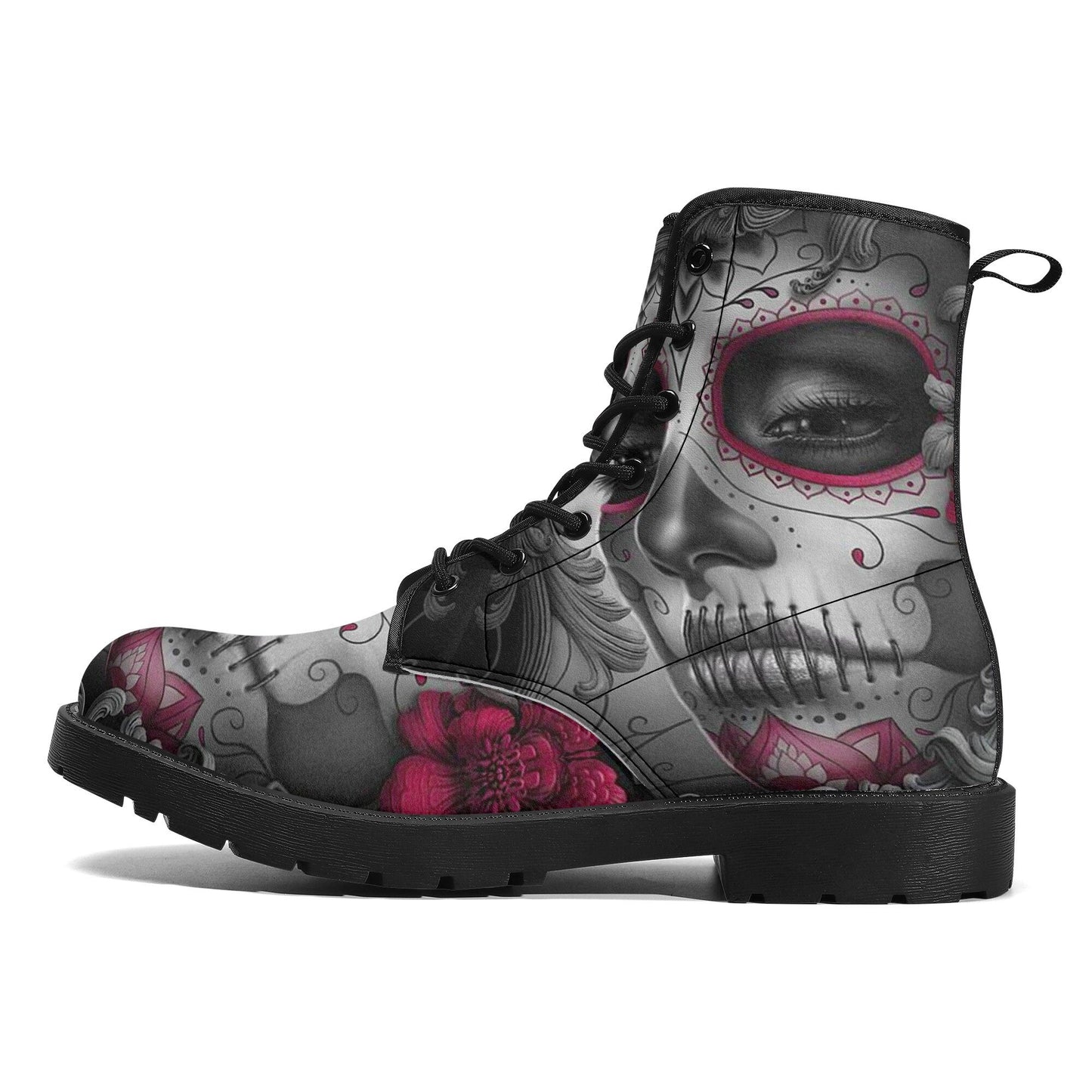 Sugar skull day of the dead girl leather boots, Candy skull girl boots men women Dia de los muertos skull girl boots shoes sugar skull boots