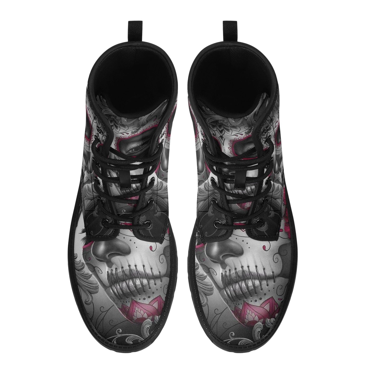 Sugar skull day of the dead girl leather boots, Candy skull girl boots men women Dia de los muertos skull girl boots shoes sugar skull boots