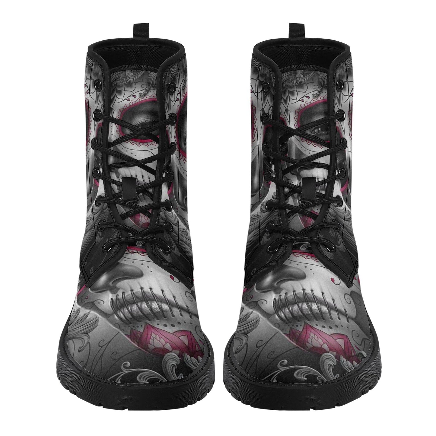 Sugar skull day of the dead girl leather boots, Candy skull girl boots men women Dia de los muertos skull girl boots shoes sugar skull boots