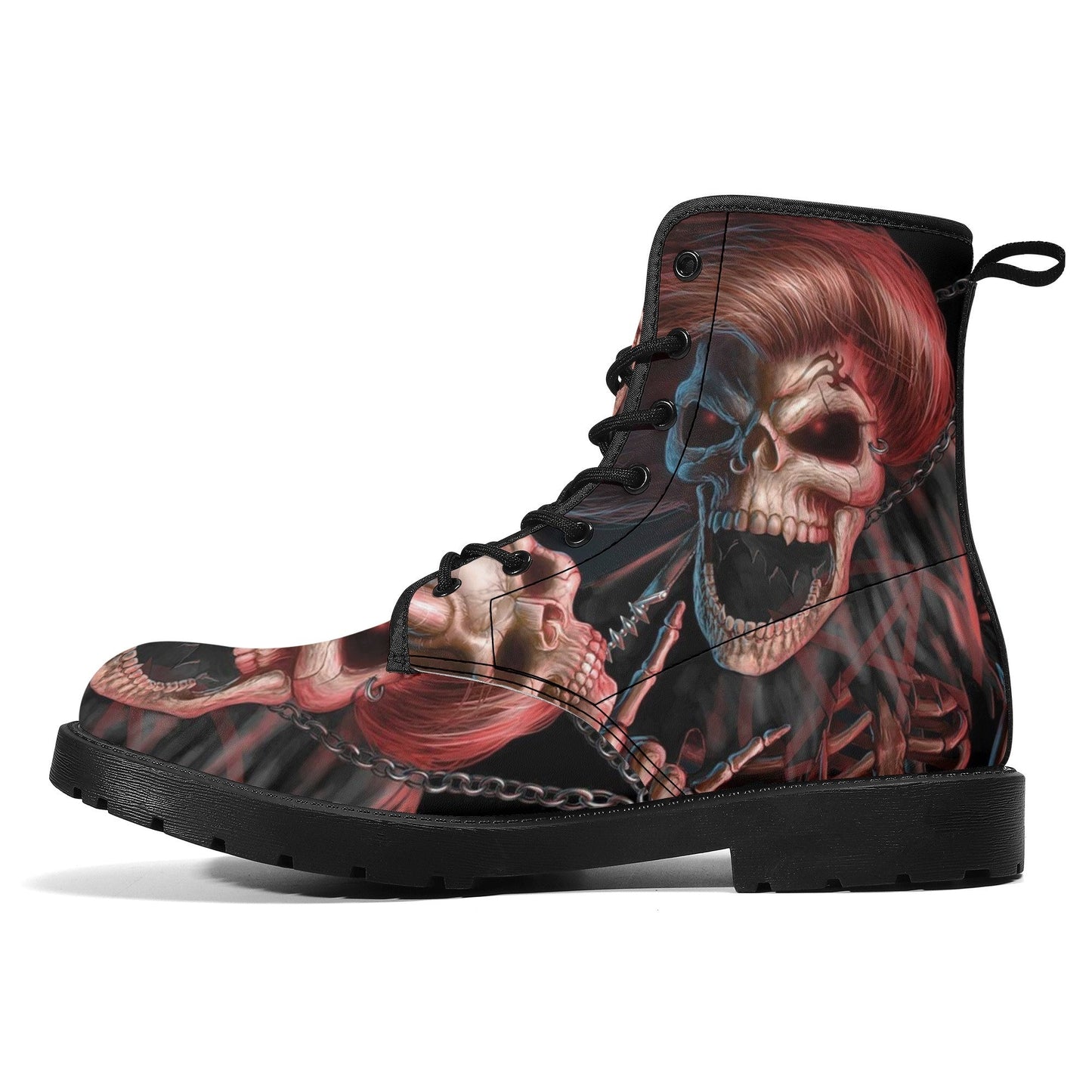 Grim reaper skull men women boots, Punisher horror gothic boots, Halloween skull boots, Skeleton skull grim reaper leather rose skull boots