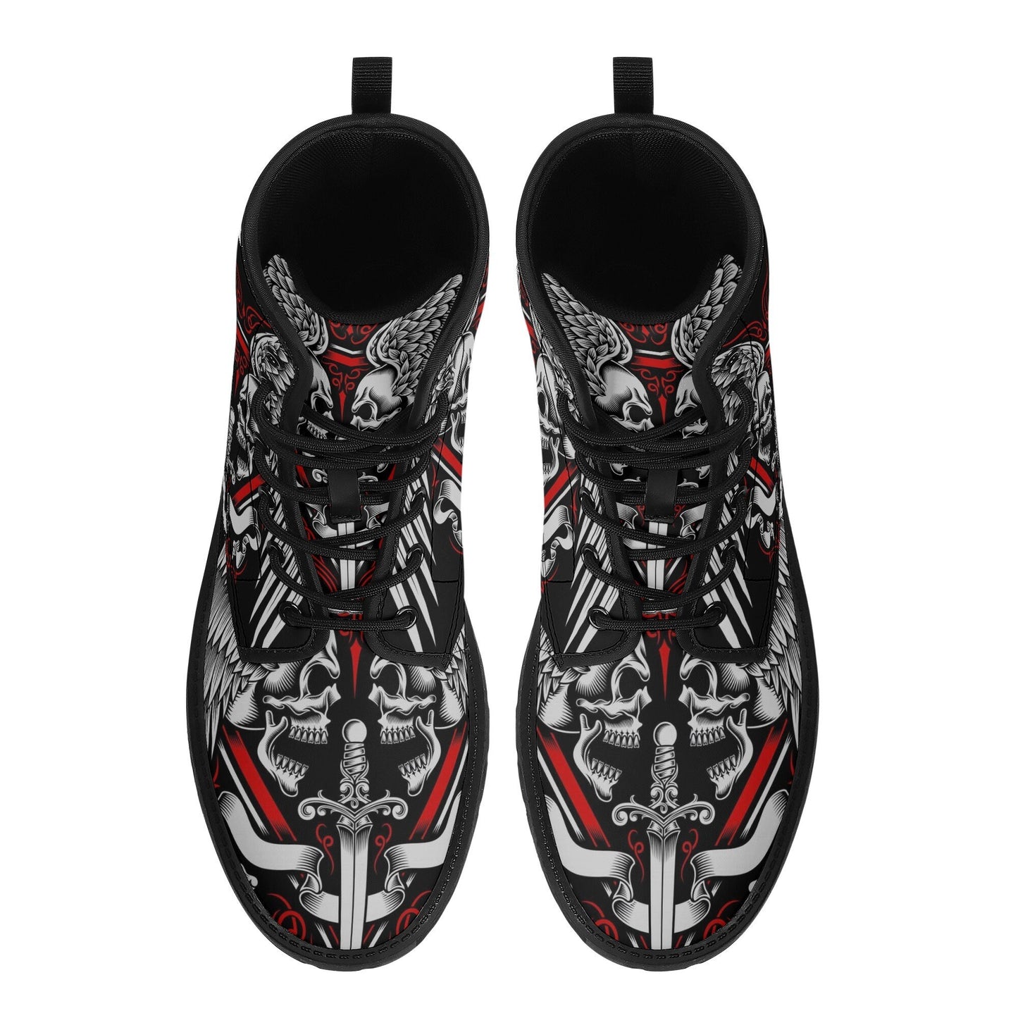Gothic grim reaper leather boots, Halloween Skeleton skull boots, Wings skull boots Horror skull punisher leather skull boots shoes sneakers