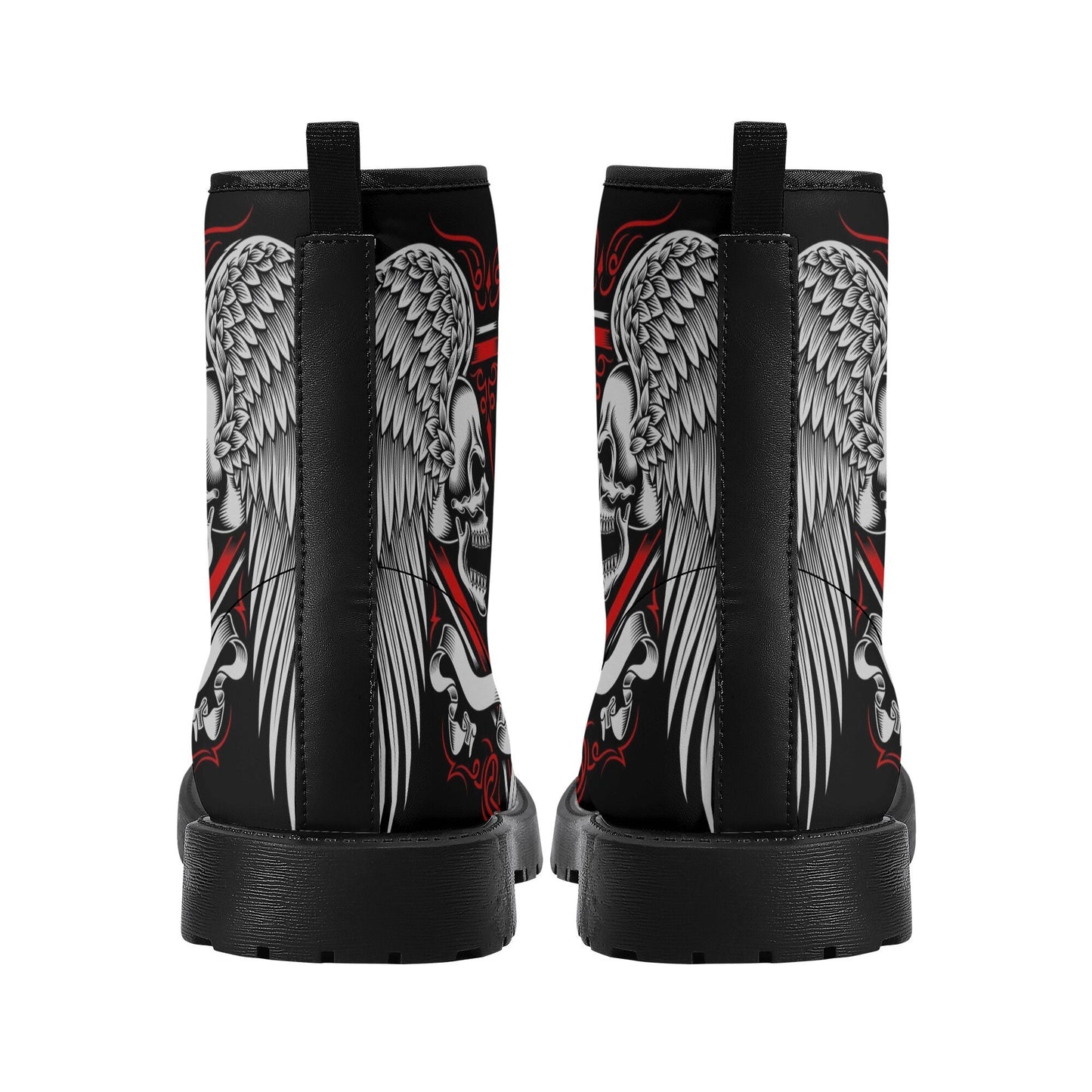 Gothic grim reaper leather boots, Halloween Skeleton skull boots, Wings skull boots Horror skull punisher leather skull boots shoes sneakers