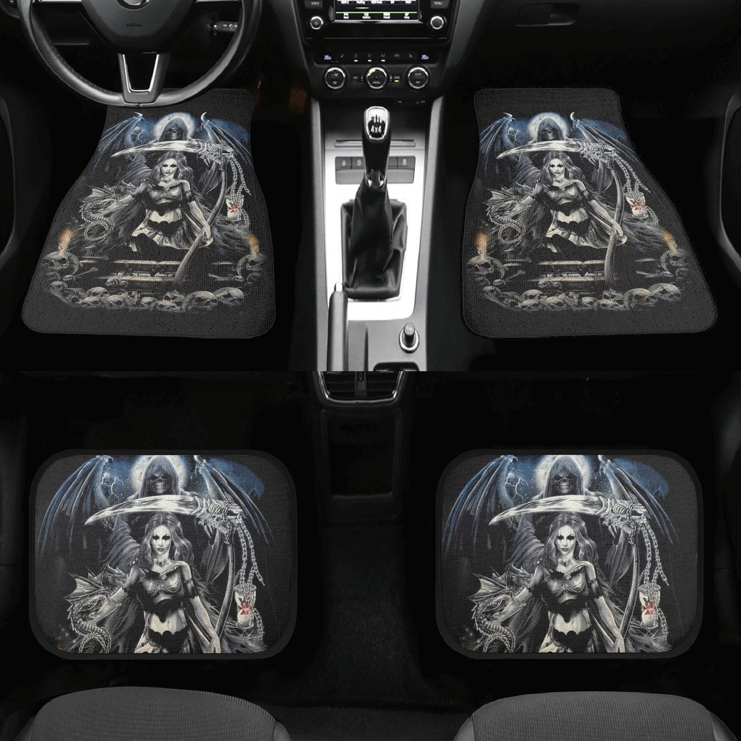 Gothic skull Car Seat Cover mat Grim reaper skull seat cover mat for car Halloween skull skeleton seat protector cover mat protector for car