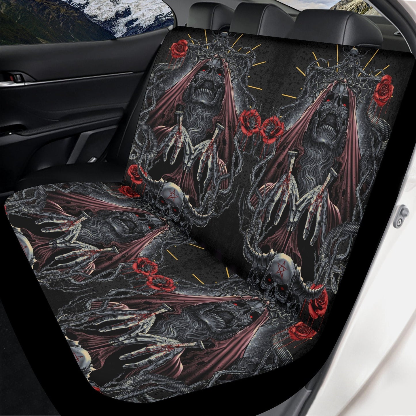 Ghost skull Car Seat Cover mat, Death skull seat cover mat for car Halloween skull skeleton seat cover, skull car mat, skull seat cover car
