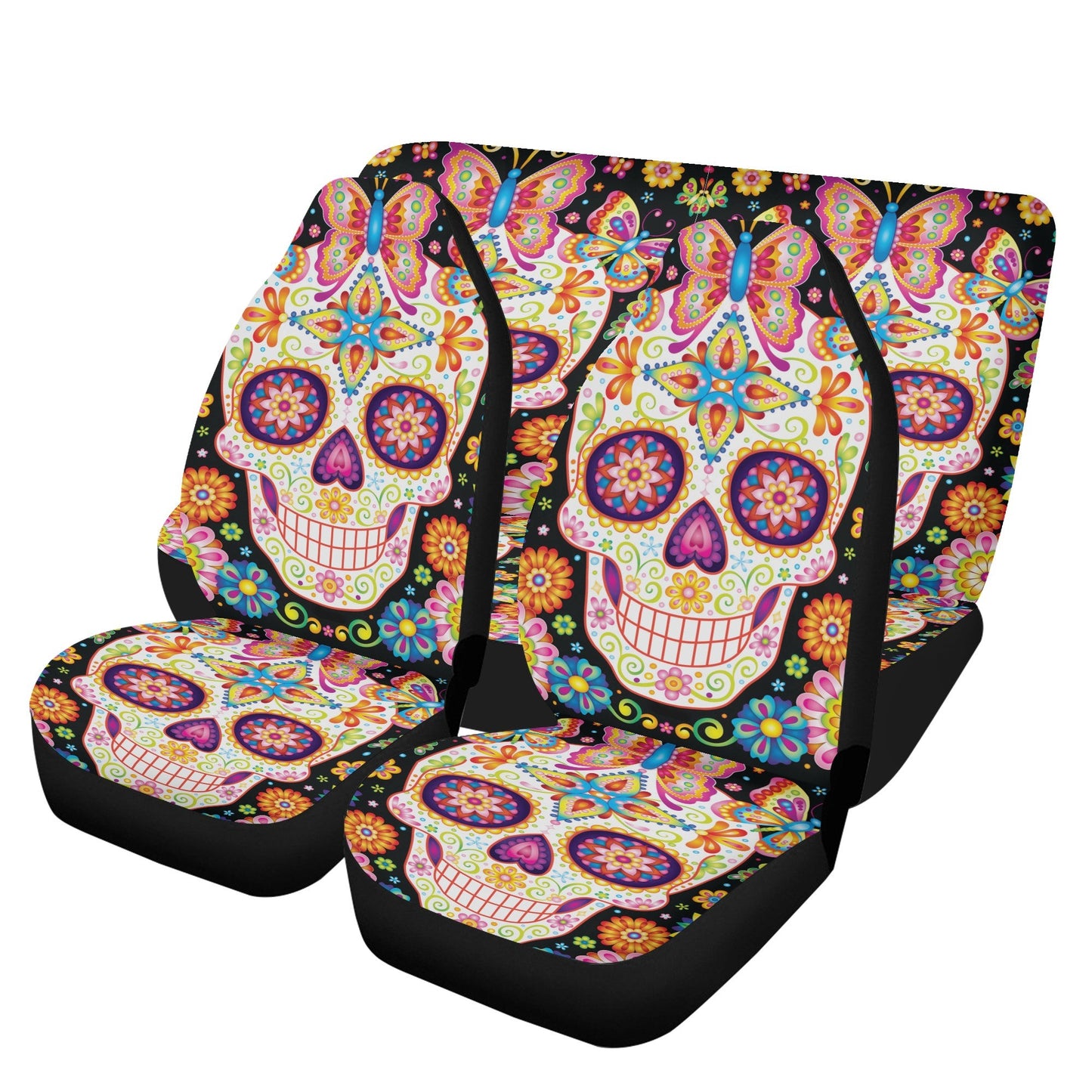 Sugar skull seat cover for car, day of the dead car seat cover car mat, Calaveras mexican skull car seat protector skull seat cover for car