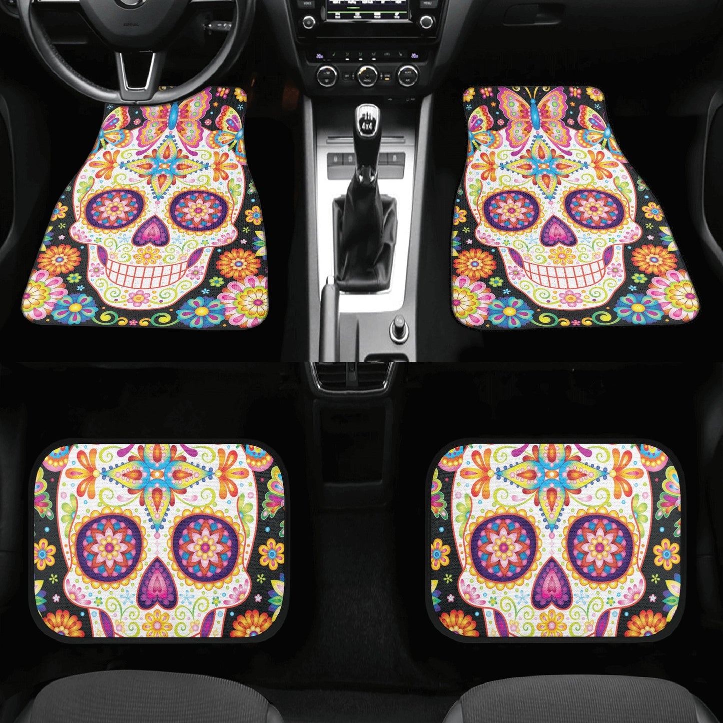Sugar skull seat cover for car, day of the dead car seat cover car mat, Calaveras mexican skull car seat protector skull seat cover for car
