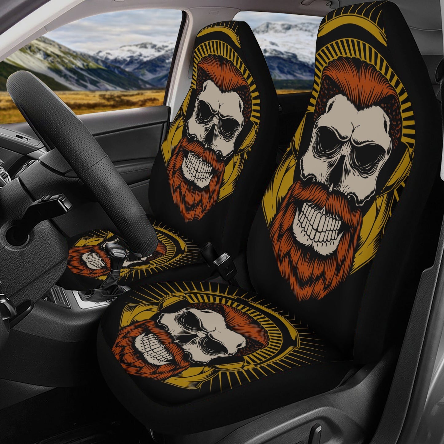 Gothic Car Seat Cover skull car mat, Halloween skull seat cover mat for car skeleton seat protector cover mat for car, horror car seat cover