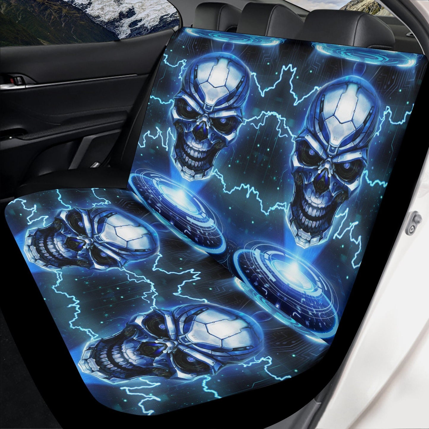 Grim reaper Car Seat Cover skull car mat Halloween skull seat cover mat for car Flaming skull seat cover mat for car, ghost car seat cover