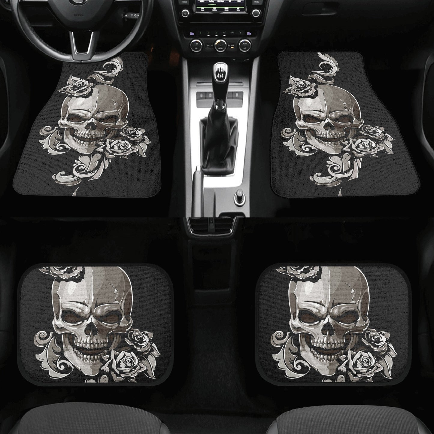 Floral skull car seat cover car mat, candy skull Seat Covers mat for car, skull seat cover rug mat for car, flower skull car seat cover mats