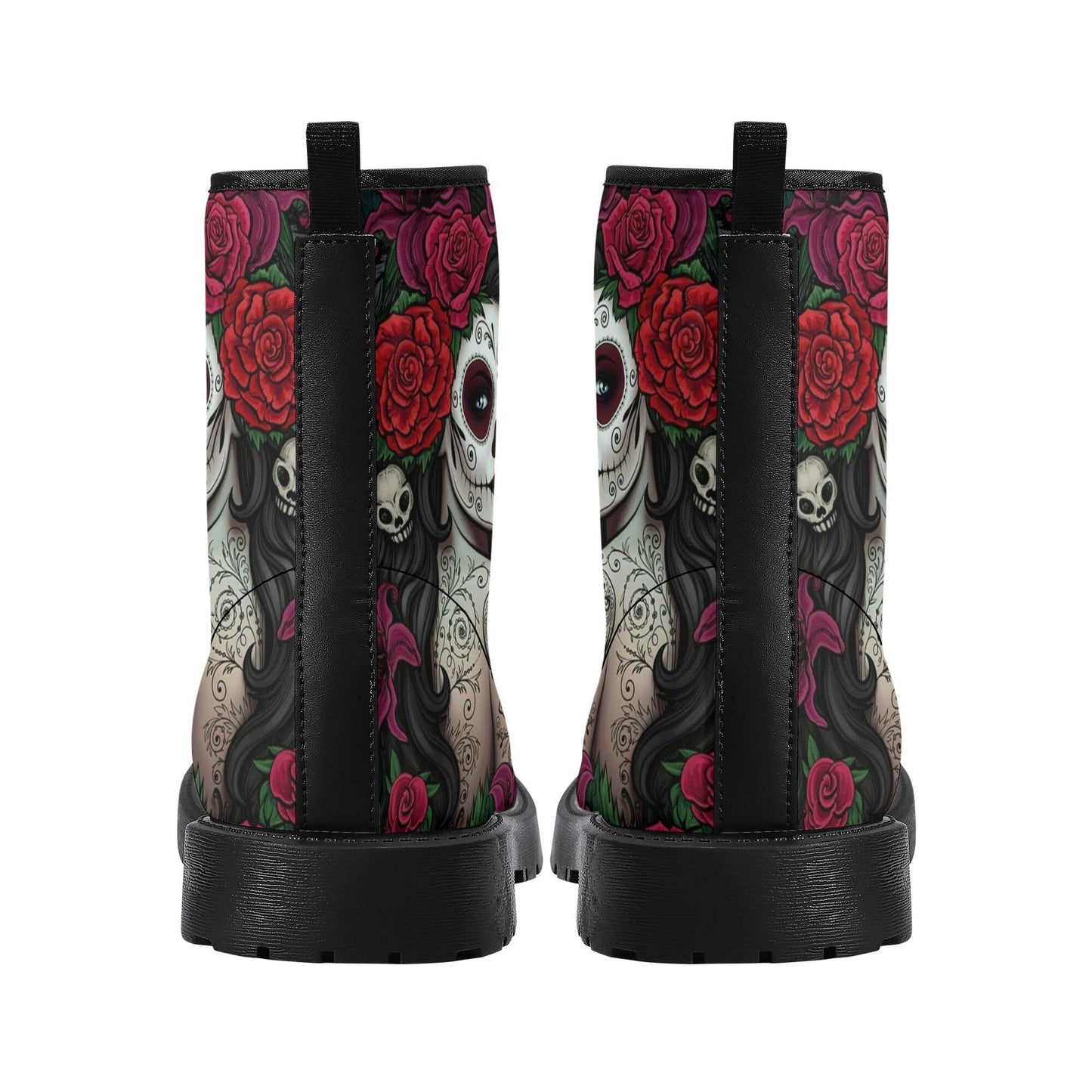 Calaveras mexican skull girl leather boots, sugar skull boots for men women, Dia de los muertos skull boots for women men, skull girl boots
