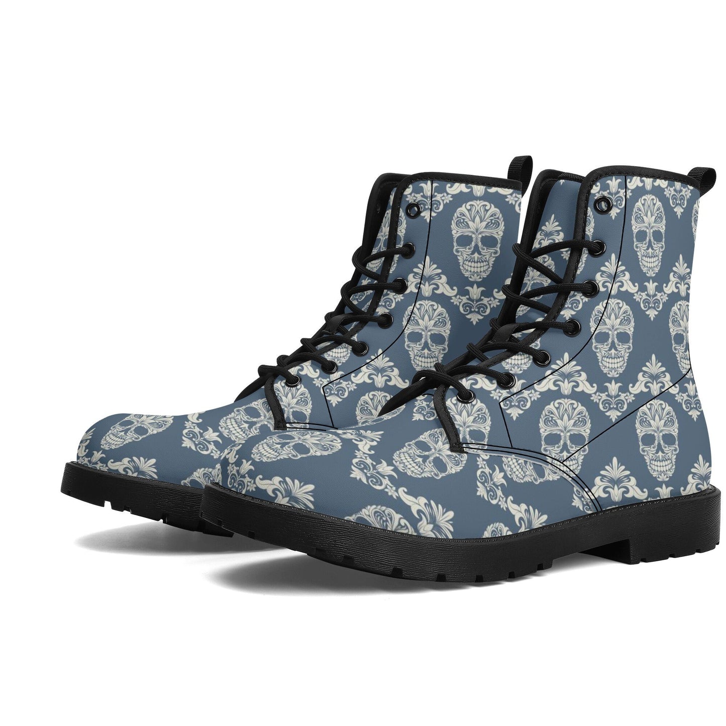 Cany sugar skull leather boots, Mexican skull boots, Dia de los muertos sugar skull boots for women men, skull men boots gothic women boots