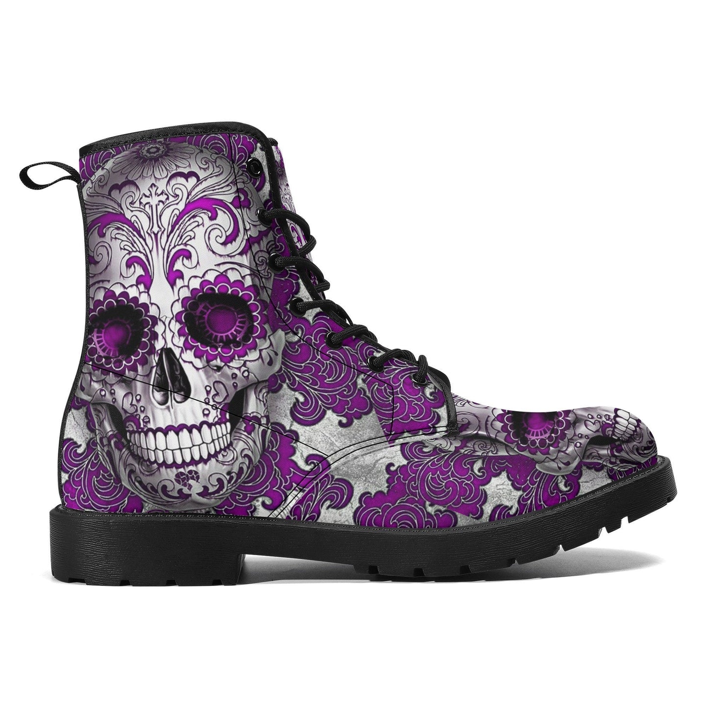 Day of the dead skull leather boots, Sugar skull boots, Dia de los muertos sugar skull boots for women, skull men boots gothic women boots