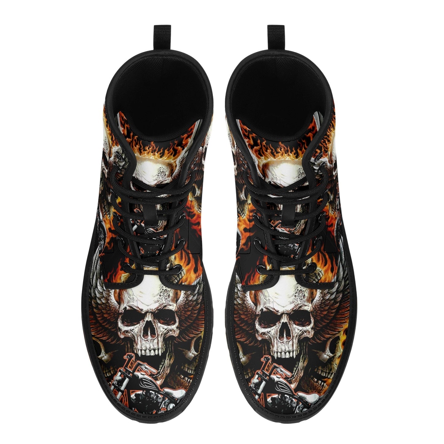 Skull boots Streetwear shoes for biker, Gothic skull women men's boots Goth death skeleton men boots, Halloween punisher skull leather boots