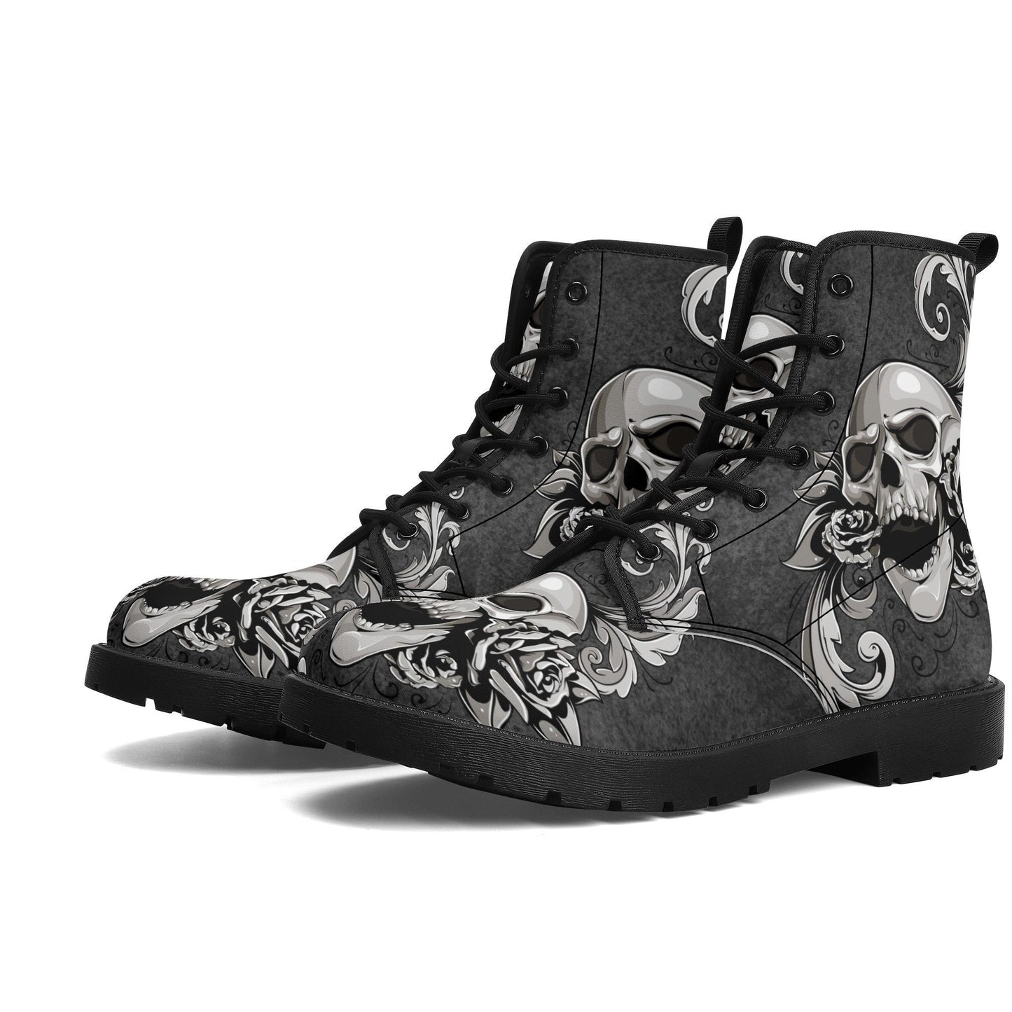 Gothic skull grim reaper boots for men women, Halloween skull gothic women boots skeleton boots Horror grim reaper leather skull boots shoes