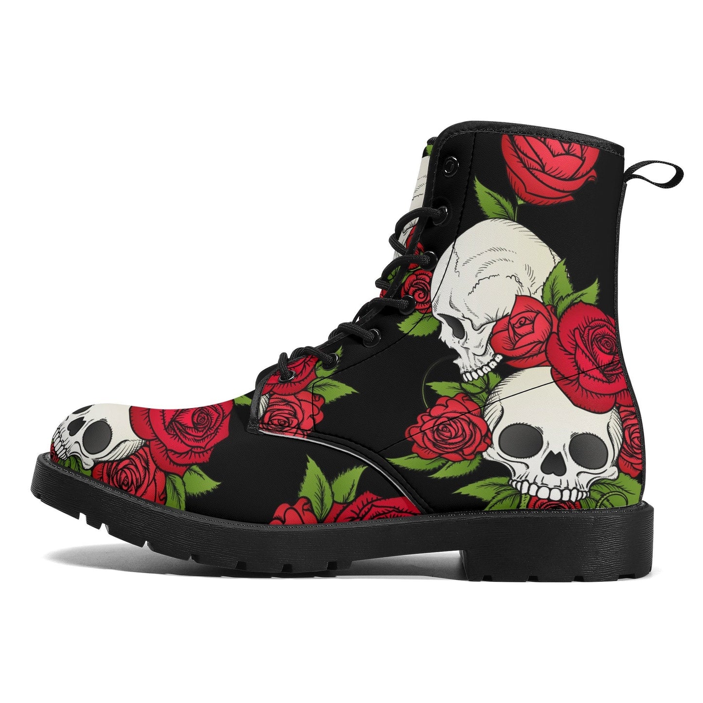 Floral skull grim reaper boots for men women, Halloween skull gothic women boots skeleton boots Flower grim reaper leather skull boots shoes