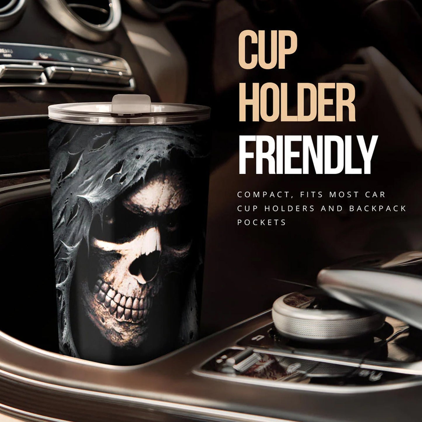 Death tumbler, evil travel mug, skeleton tumbler, skull tumbler, flame skull mug, halloween mug, flower skull travel mug, motorcycle skull
