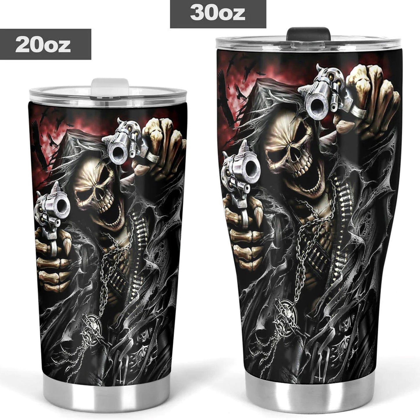 Grim reaper skull tumbler, Goth skull cup mug, skull travel tumbler Gothic skull mug tumbler Motorcycle skull mug grim reaper gothic mug cup