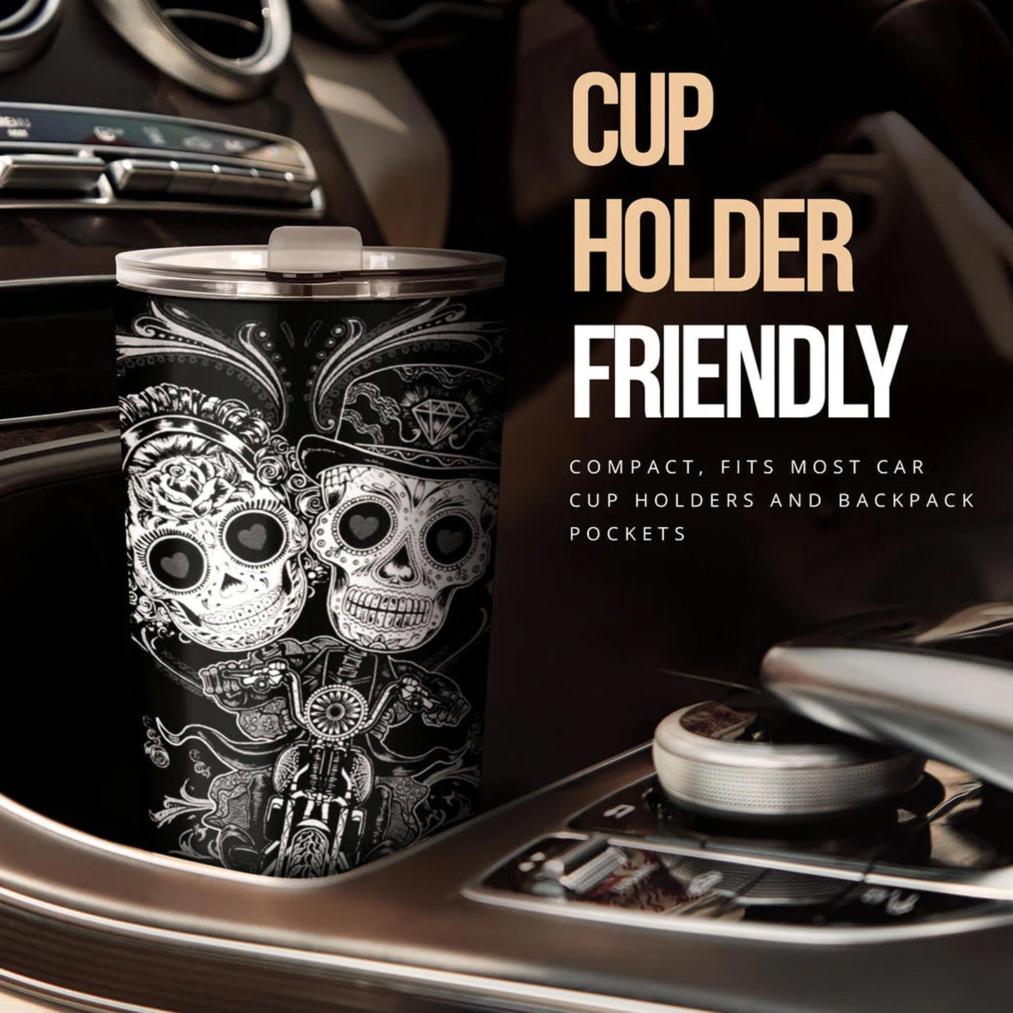 mexico travel mug, mexican skull tumbler, sugar skull girl tumbler, calaveras skull travel mug, sugar skull girl cup, candy skull travel mug