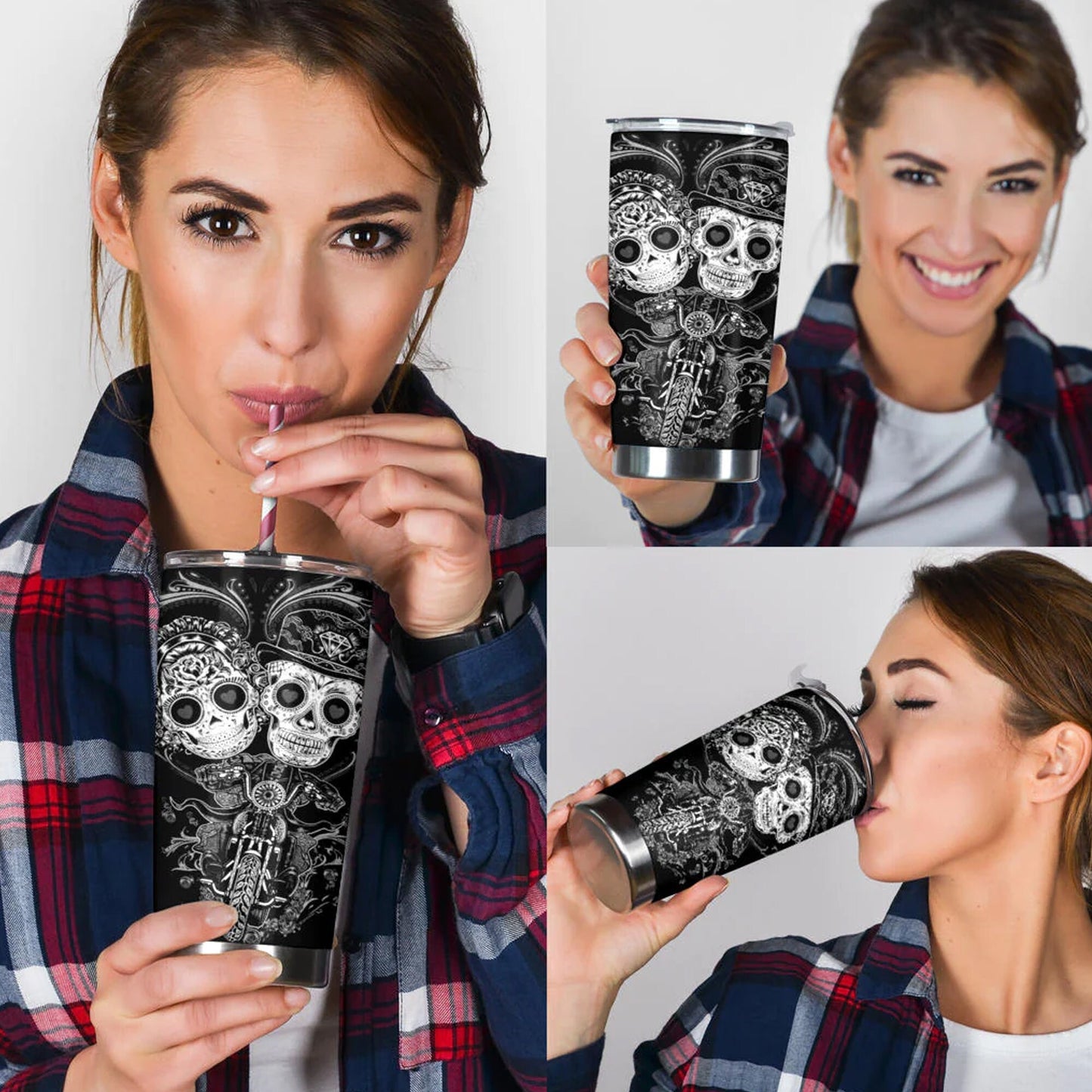 mexico travel mug, mexican skull tumbler, sugar skull girl tumbler, calaveras skull travel mug, sugar skull girl cup, candy skull travel mug