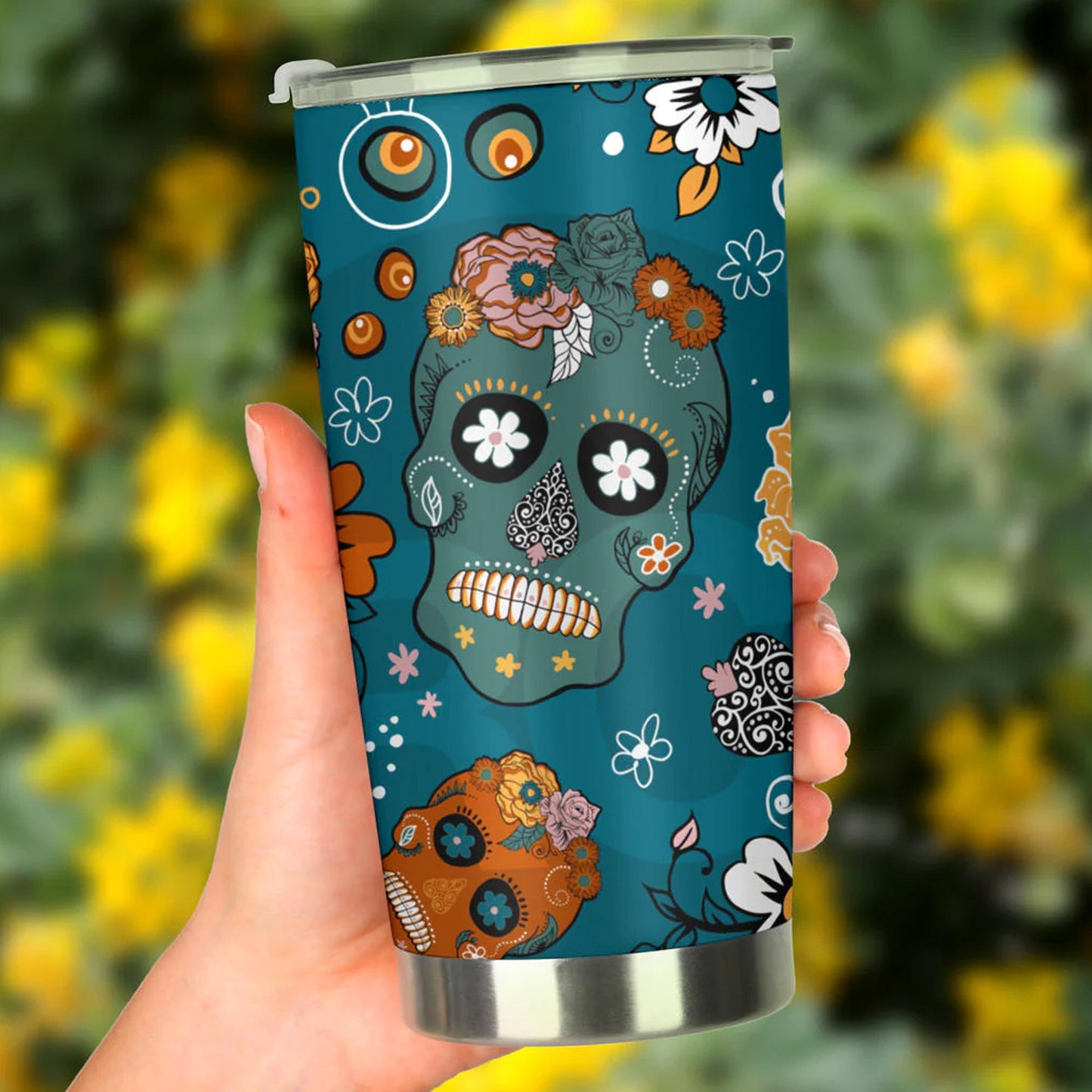 Mexican calaveras skull tumbler mug cup, Candy skull cup mug tumbler, sugar skull tumblr mug cup, skeleton skull Halloween mug cup tumbler