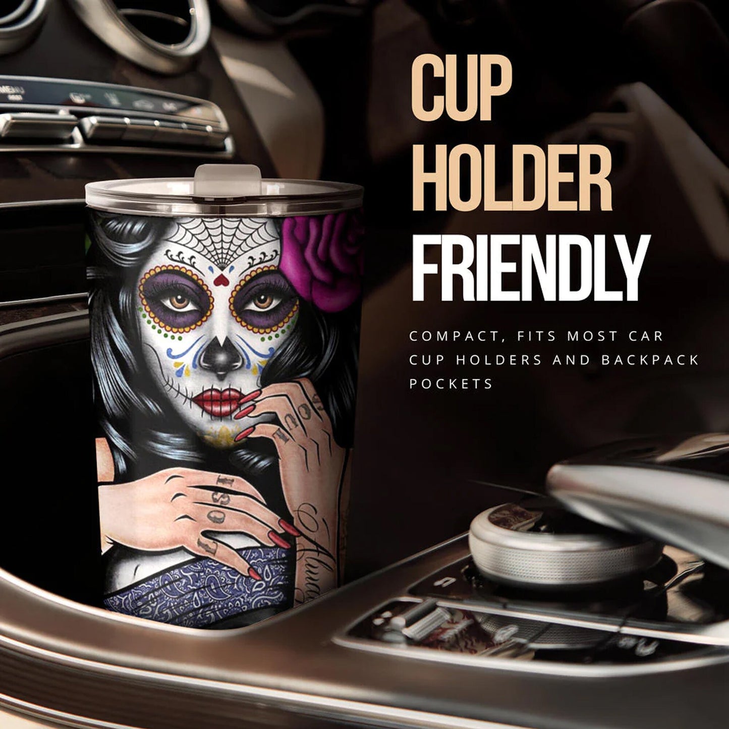 Sugar skull girl tumbler, Candy skull cat cup mug tumblr sugar skull love tumbler cup, skull mug tumbler day of the dead candy skull tumbler