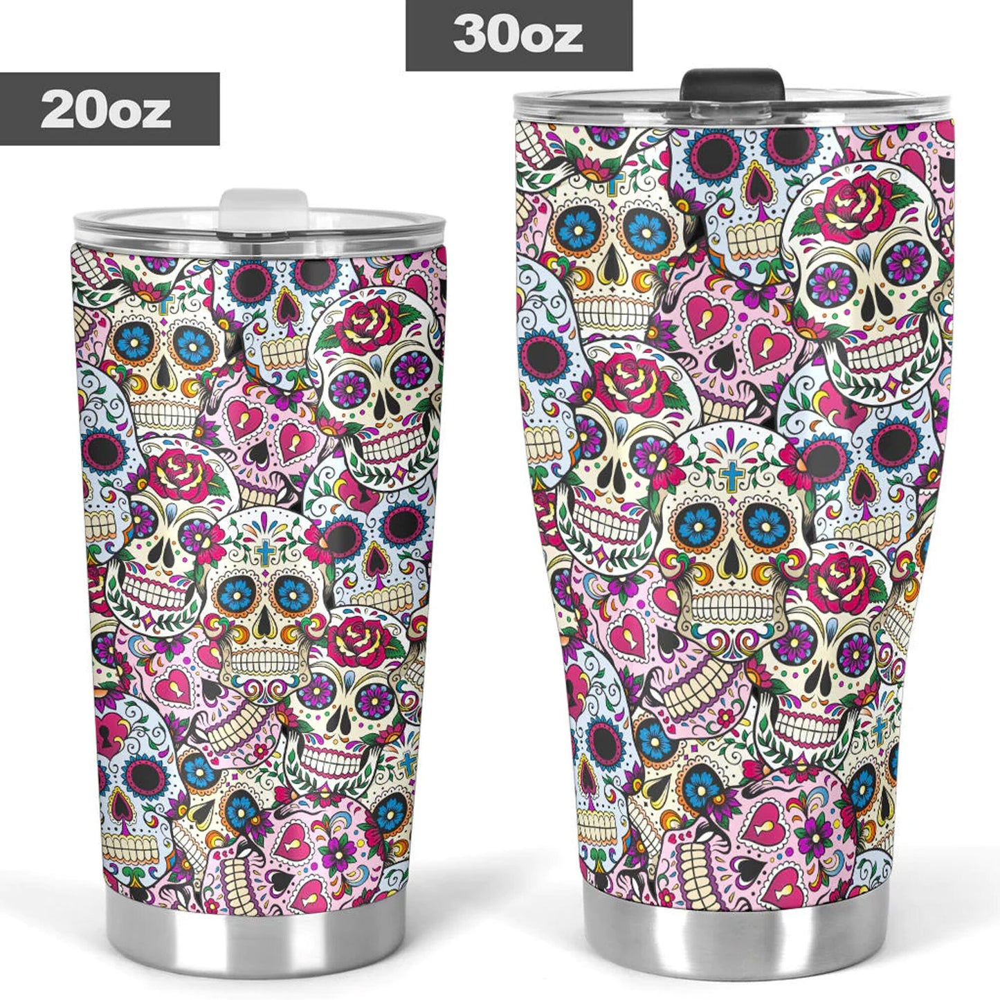 Day of the dead skull tumbler, Candy skull cup mug tumbler sugar skull tumbler cup, Claveras mexican skull day of the dead skull tumbler cup