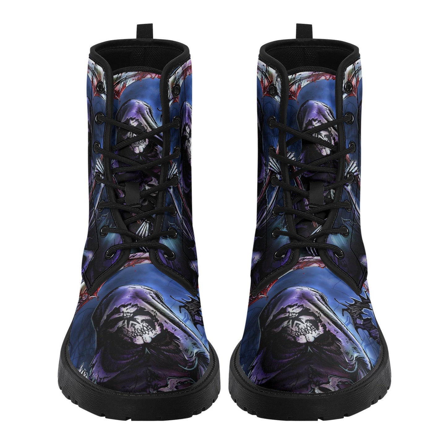 Skull reaper boots for men women, Gothic boots for biker, skeleton horror skull boots, Punisher skull grim reaper leather skull boots shoes