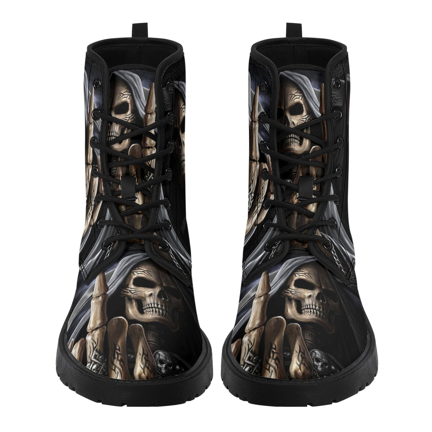 Grim reaper men women boots, Punisher horror gothic skull boots, Halloween skull boots, Skeleton skull grim reaper leather rose skull boots